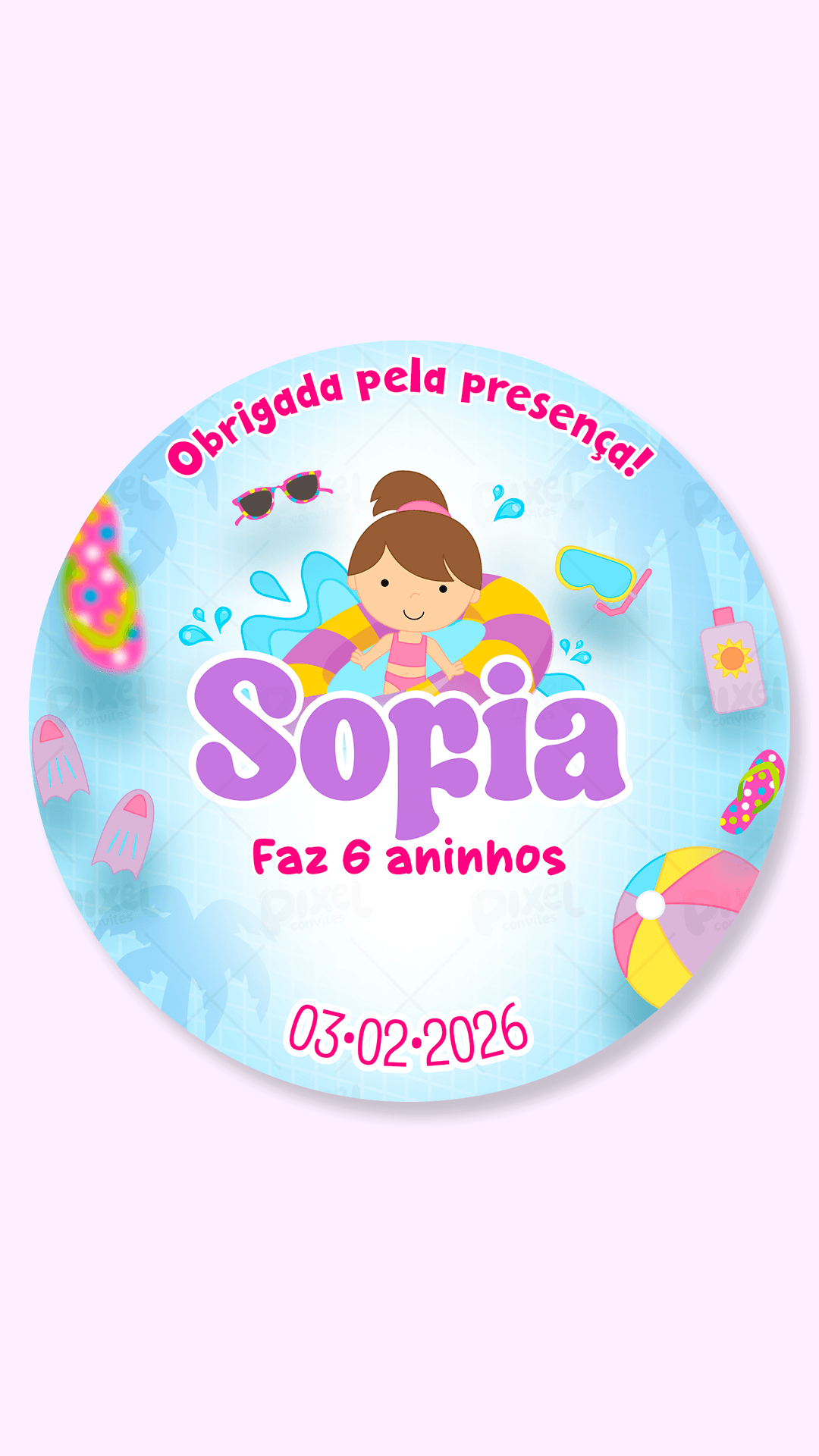 Tag Redonda Pool Party Festa Na Piscina - Menina