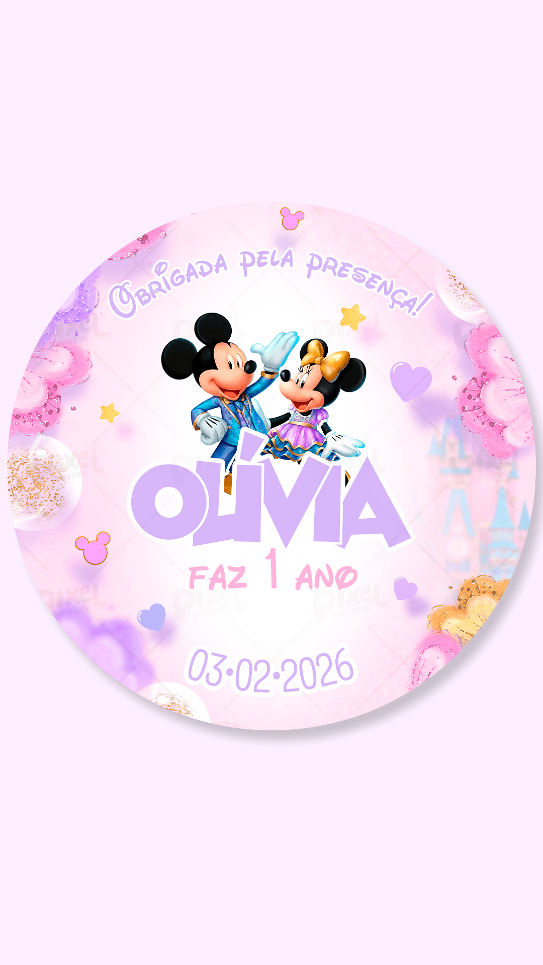 Tag Redonda Aniversário Mágico da Disney