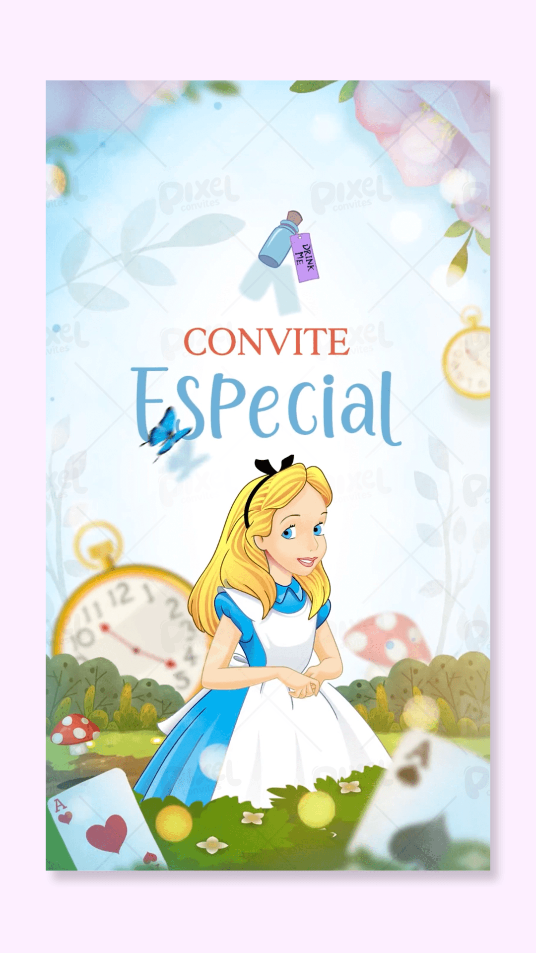 Convite Animado Aventura De Alice No País Das Maravilhas