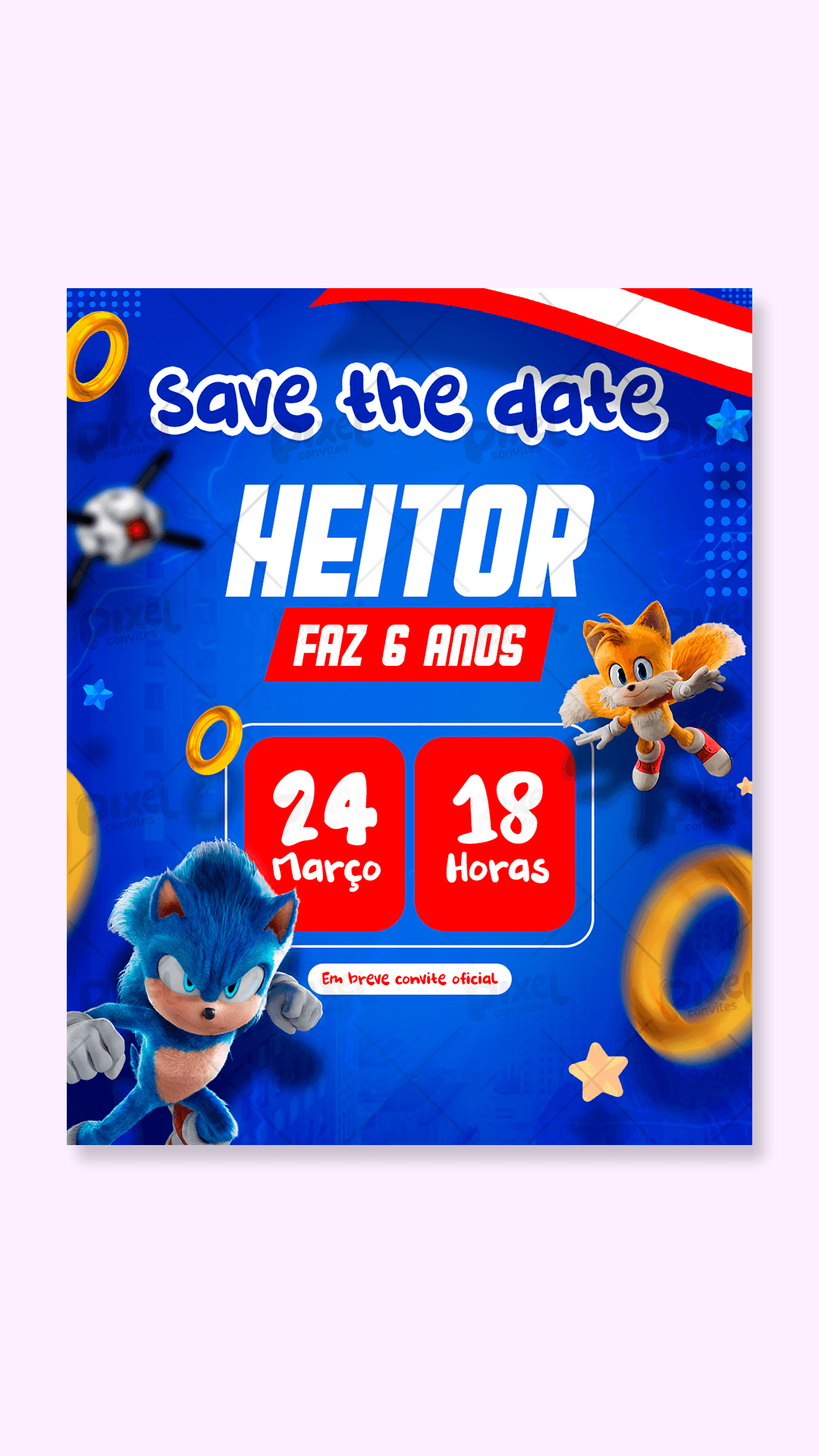 Save The Date Sonic Velocidade e Diversão