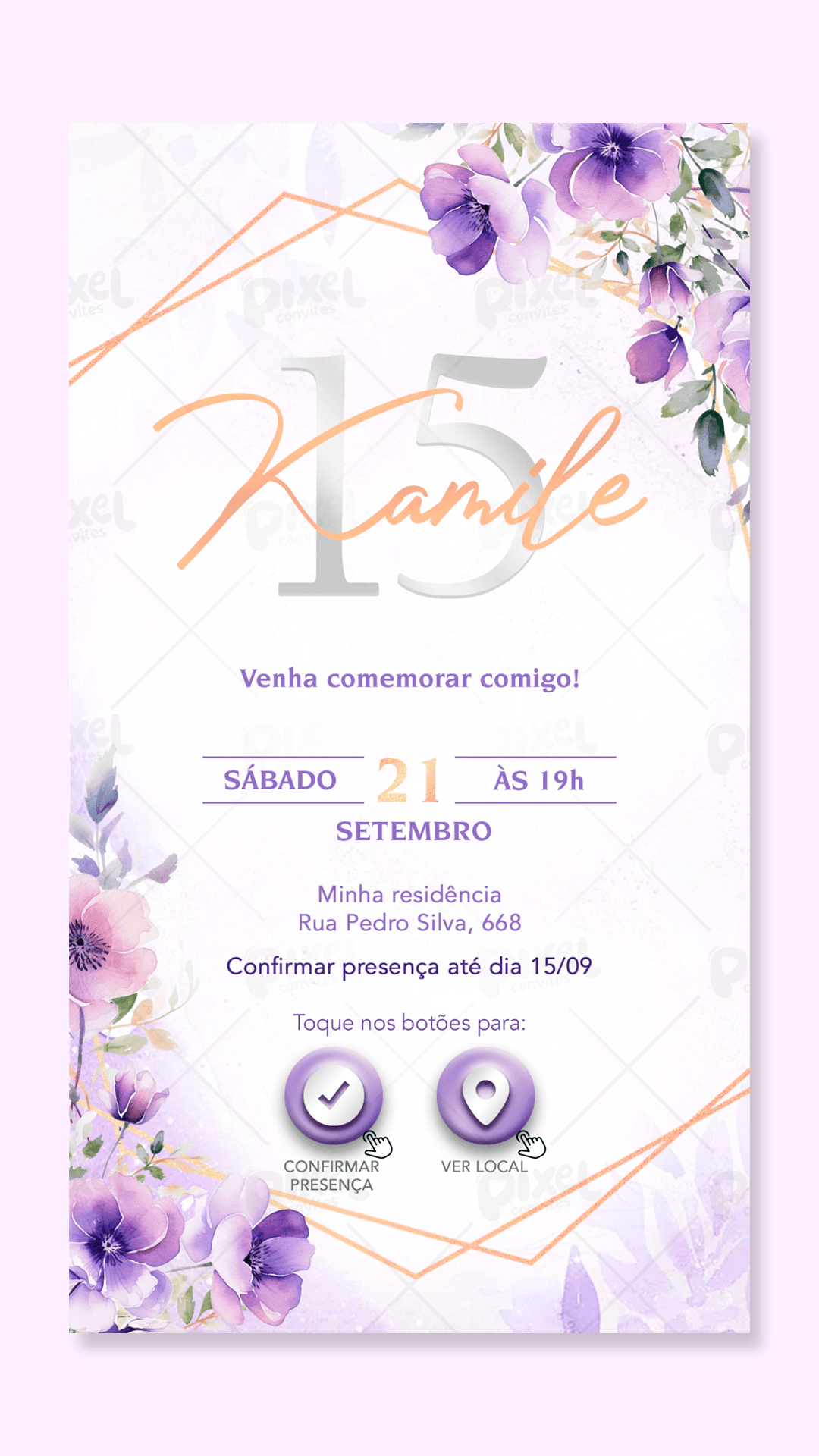 Convite Interativo 15 Anos Flores De Lavanda