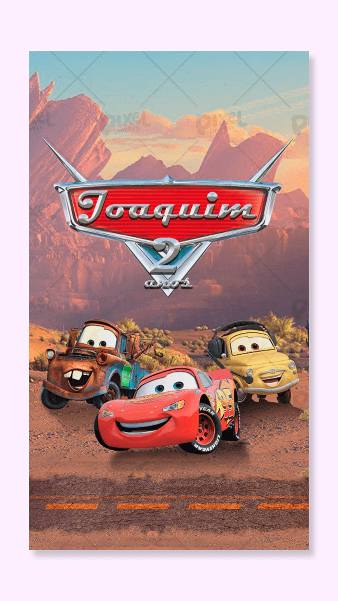 Convite Animado Relâmpago MC Queen Aventura Em Radiator Sprigns