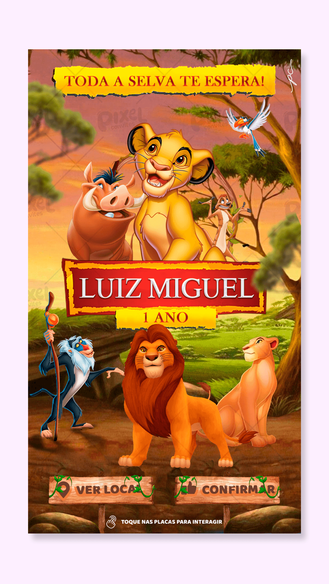 Convite Interativo Simba O Rei Leão