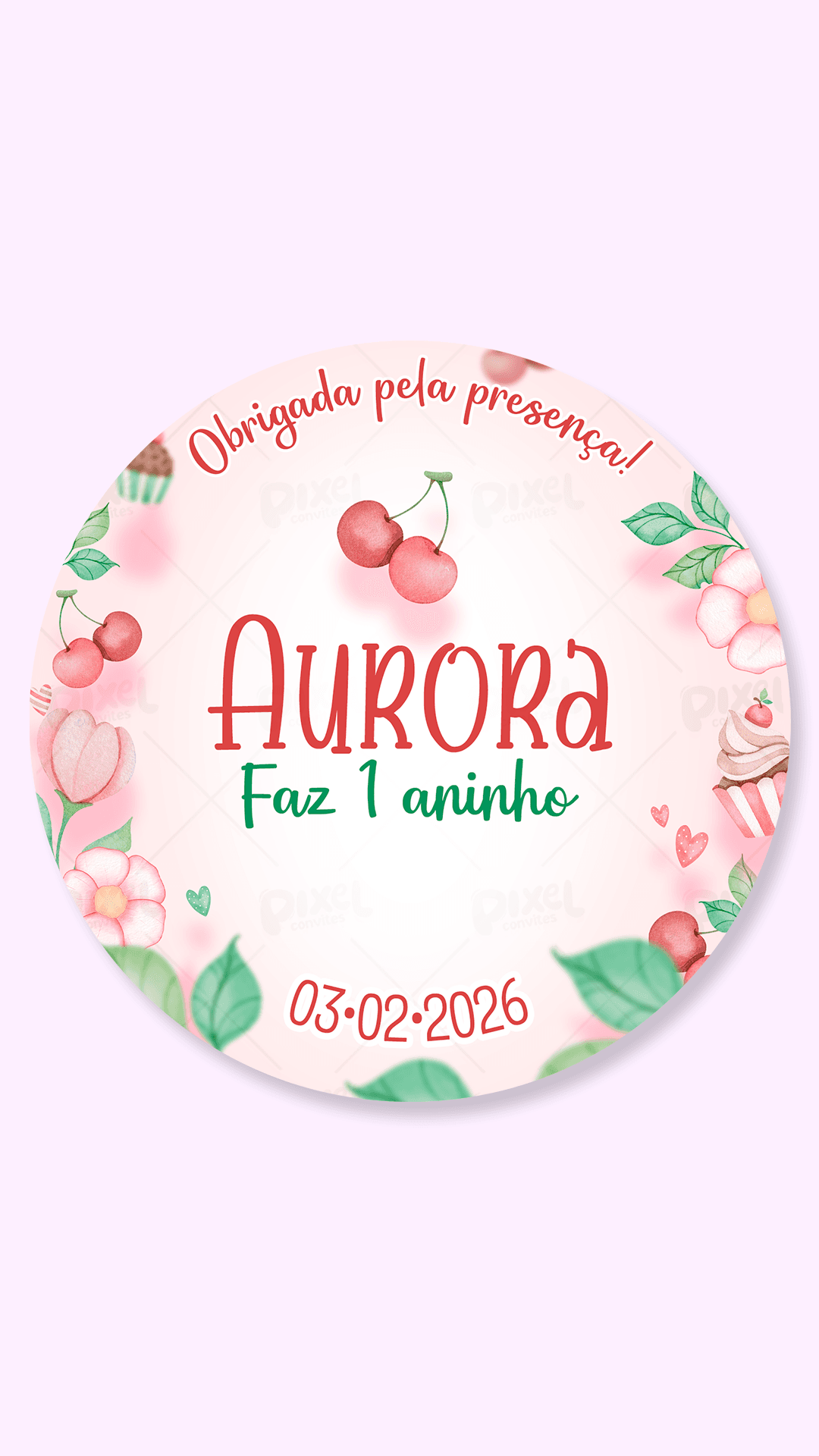 Tag Redonda Minha Pequena Cerejinha