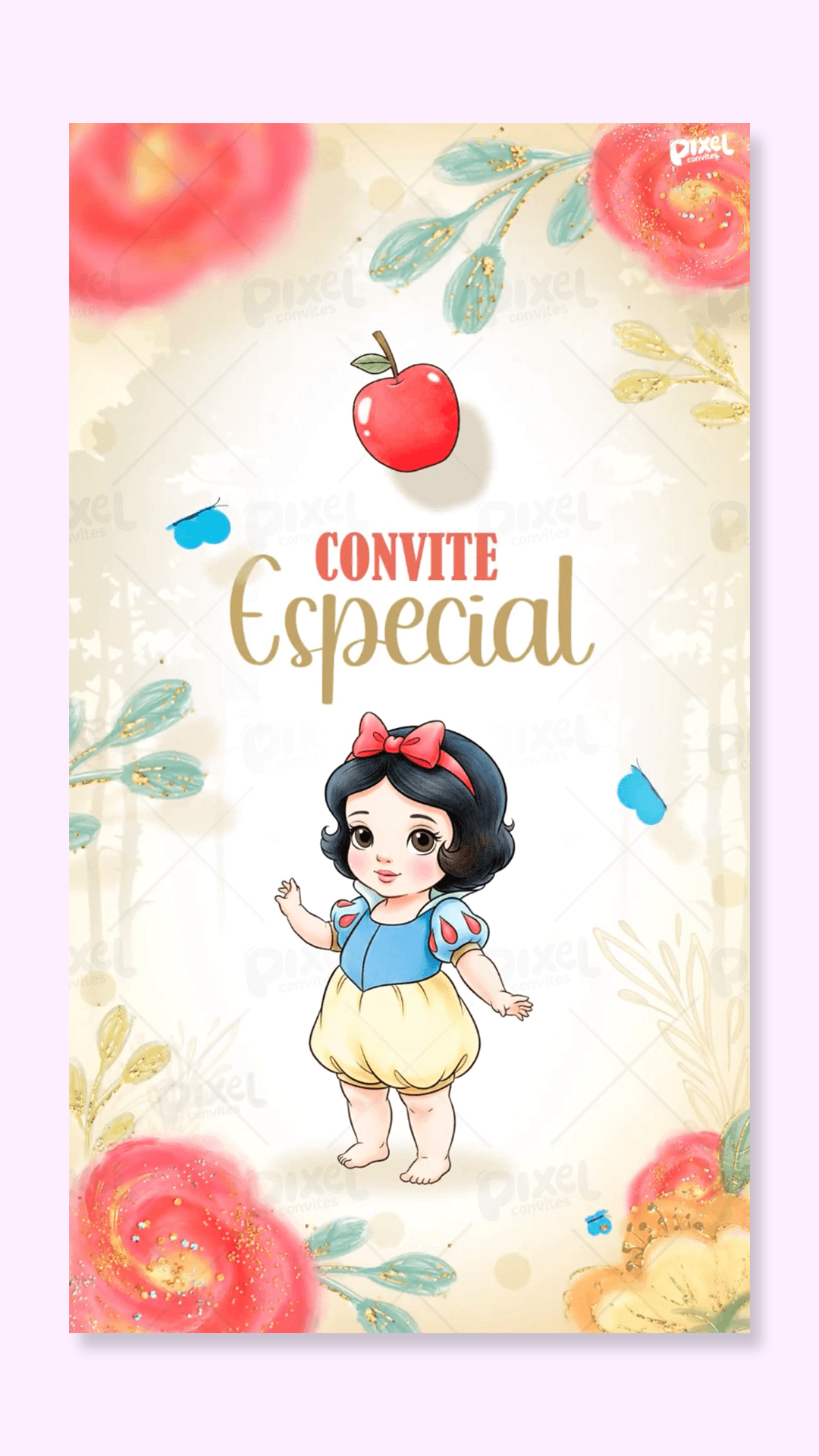 Convite Animado Branca De Neve Baby O Início De Um Reinado