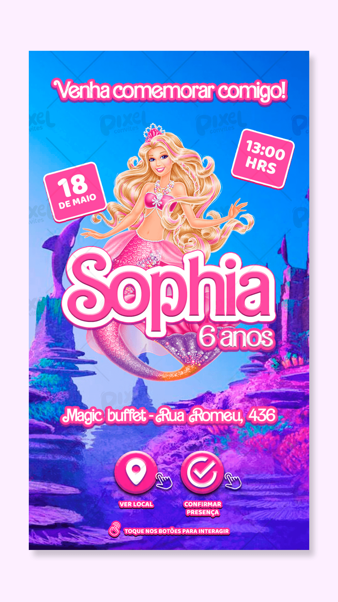 Convite Interativo Barbie Sereia