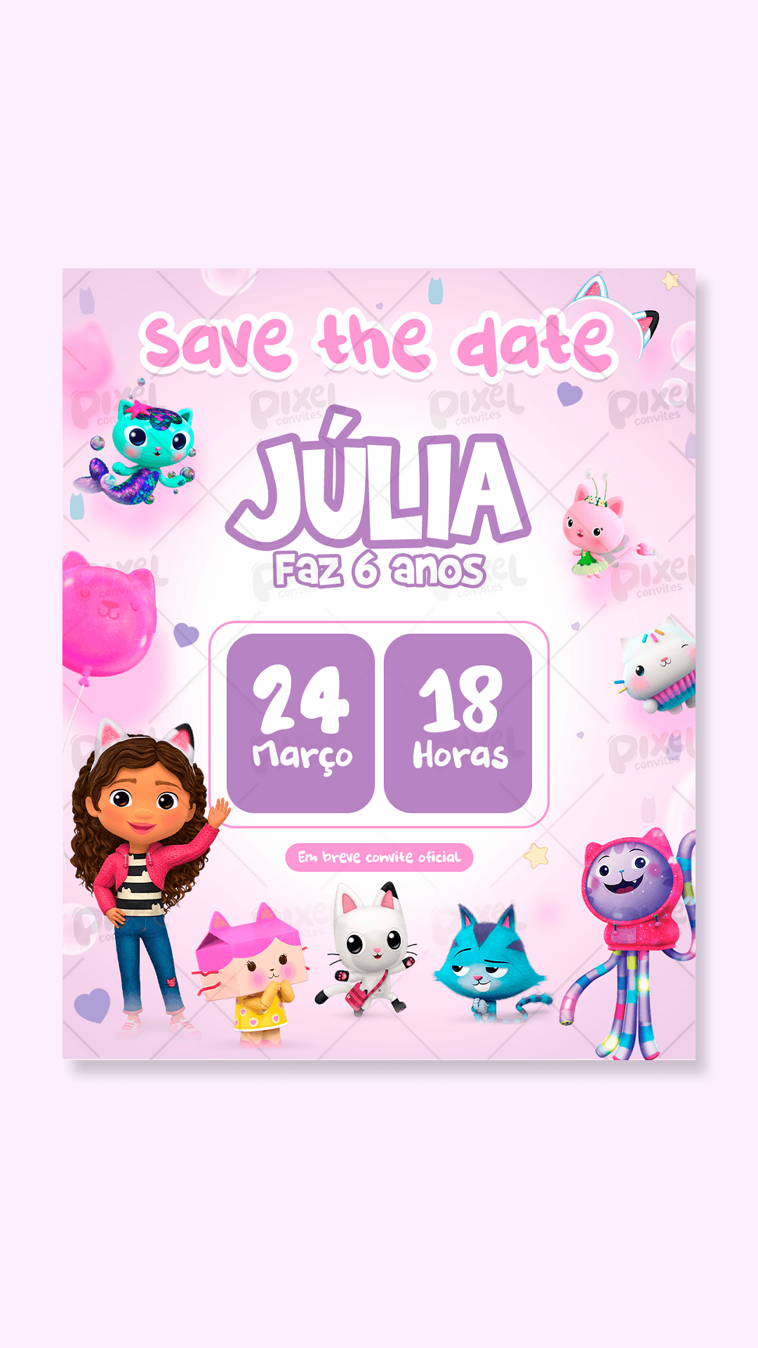 Save The Date Casa Mágica Da Gabby Dia de Diversão