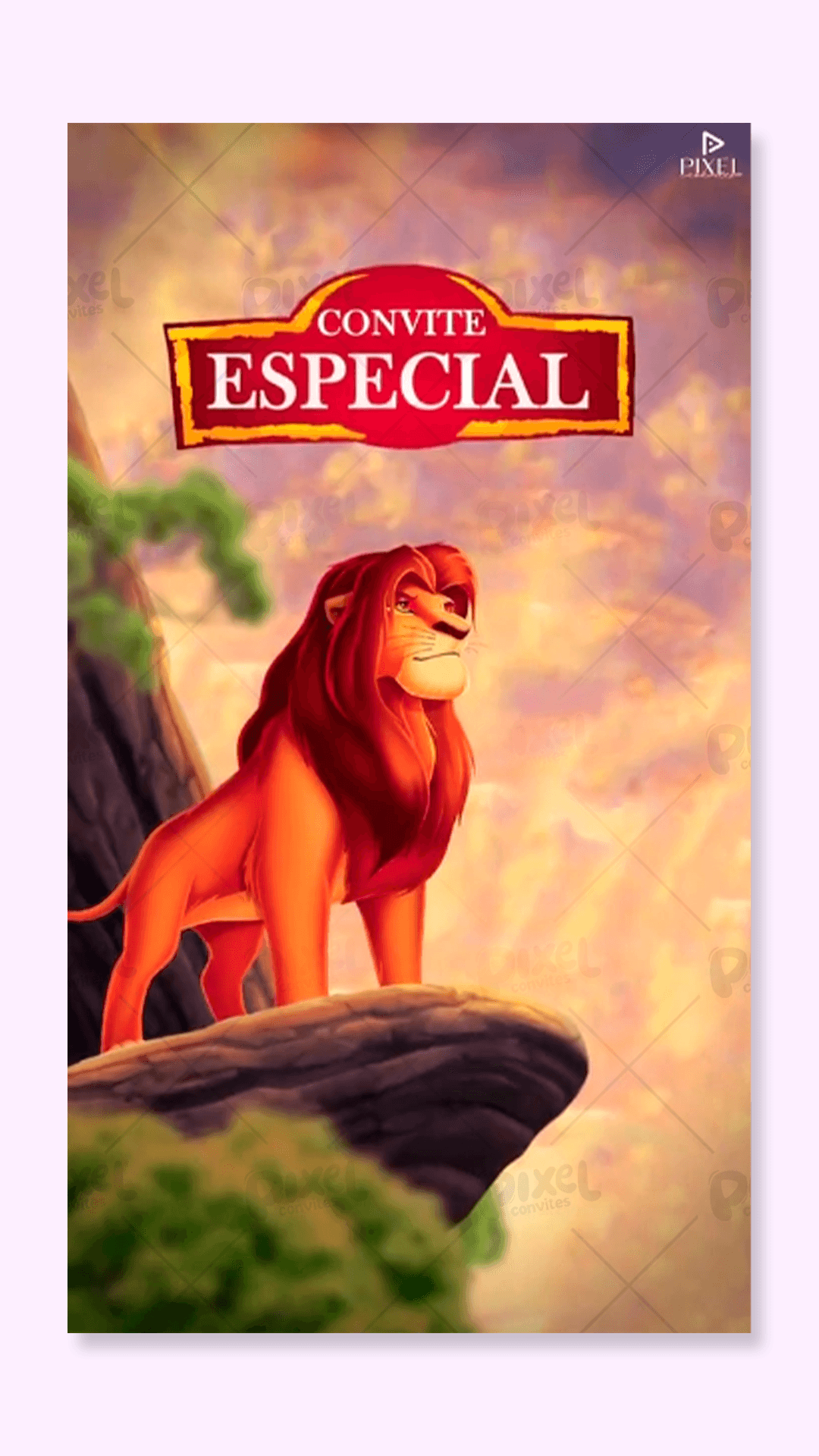 Convite Animado Simba O Rei Leão