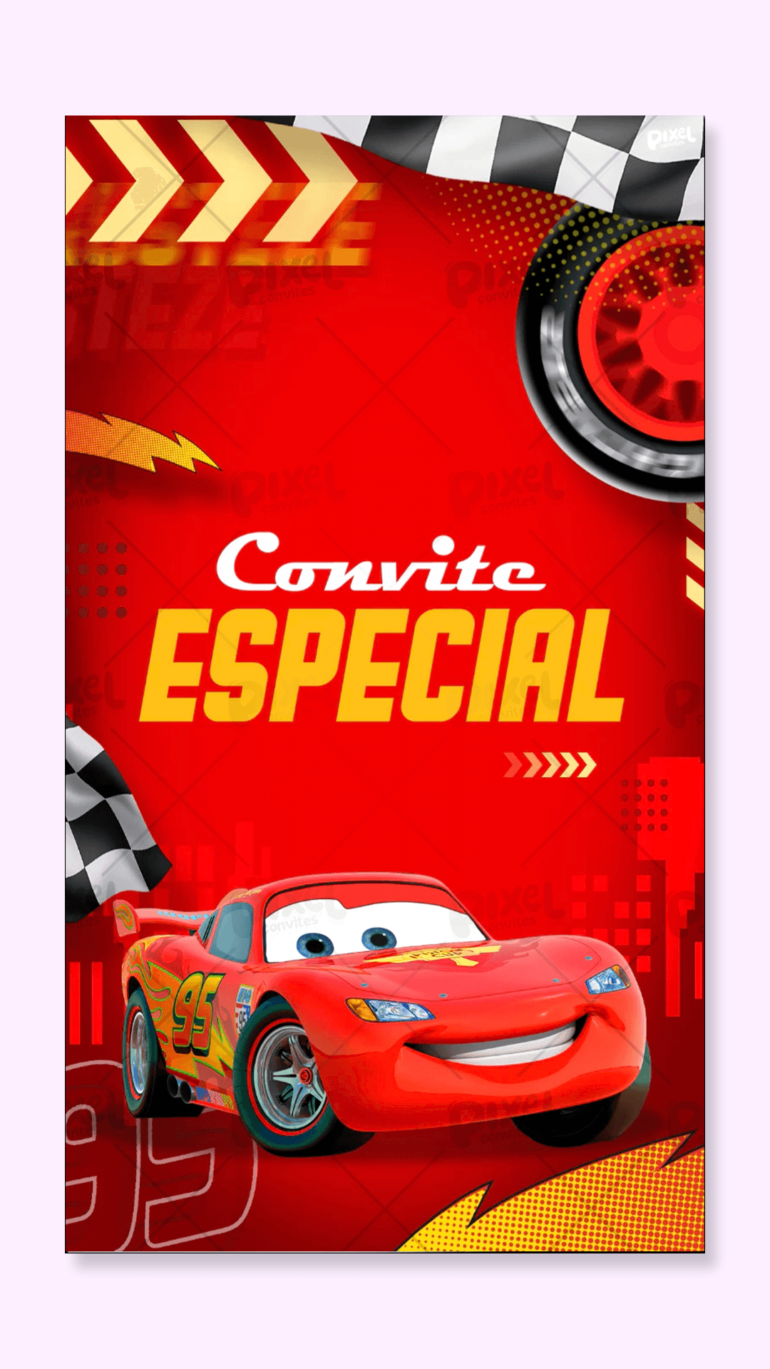 Convite Animado Aventura com Relâmpago McQueen