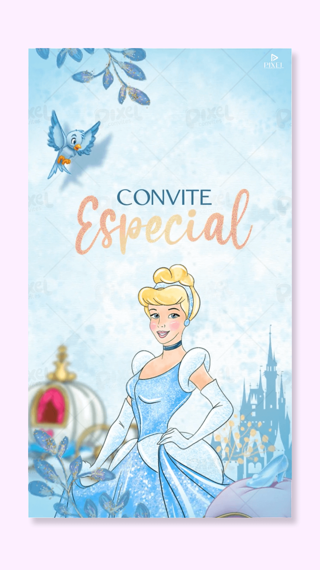 Convite Animado Cinderela Baile Encantado