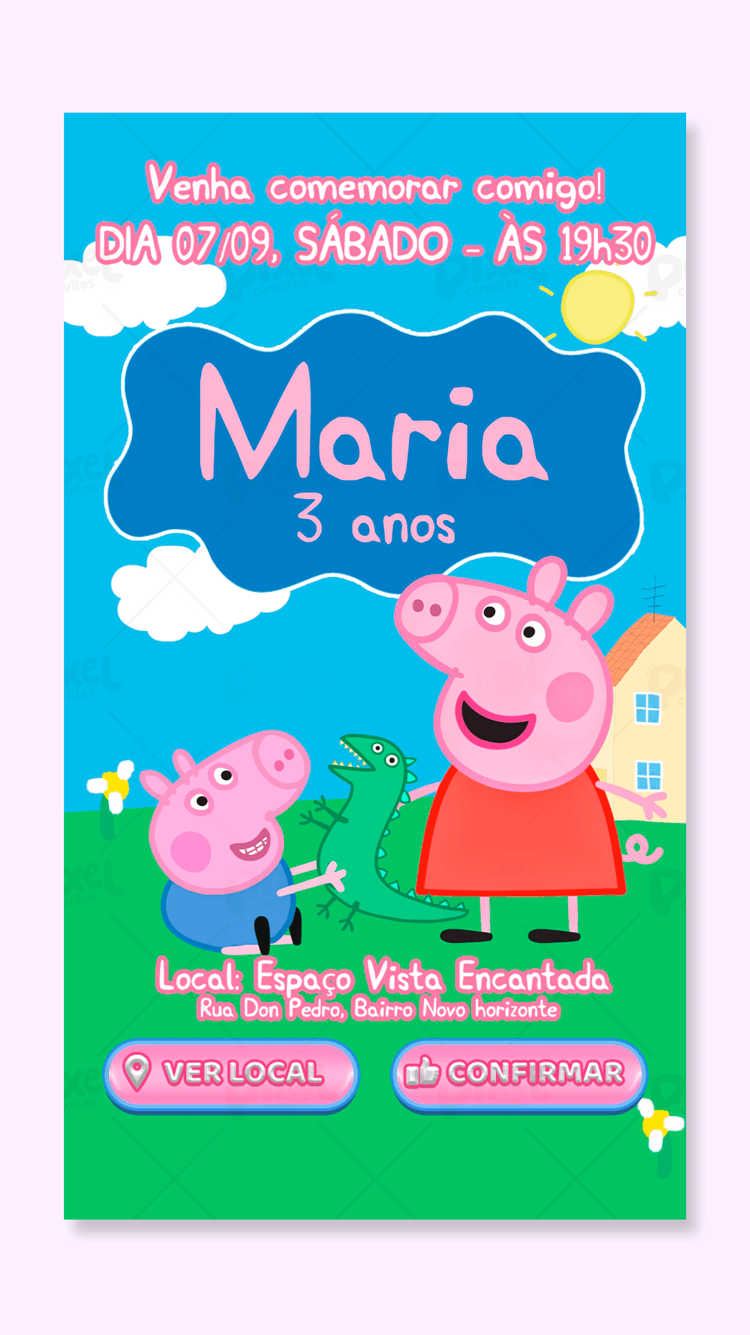 Convite Interativo Peppa E George Pig