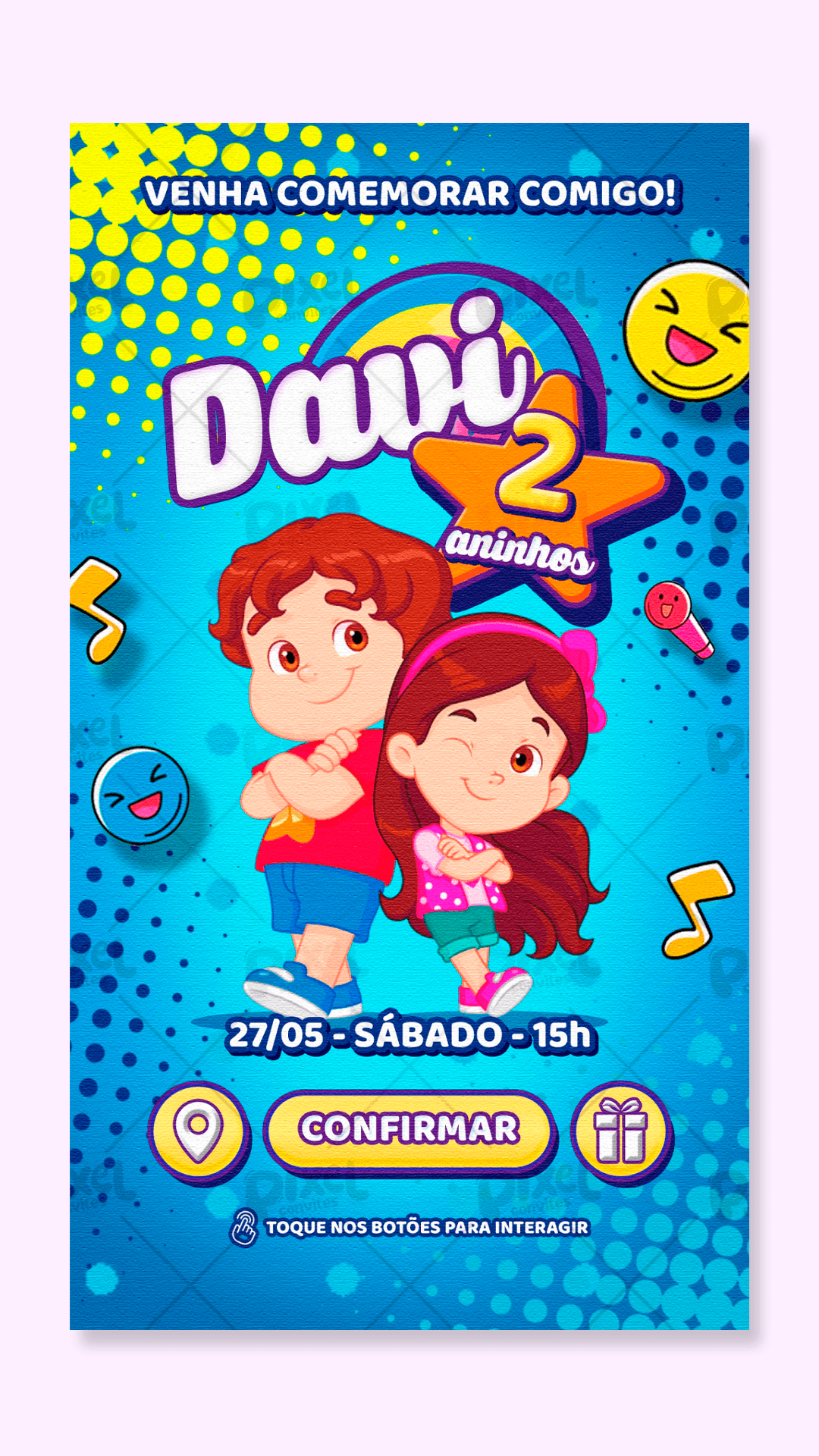 Convite Interativo Maria Clara E JP - Menino