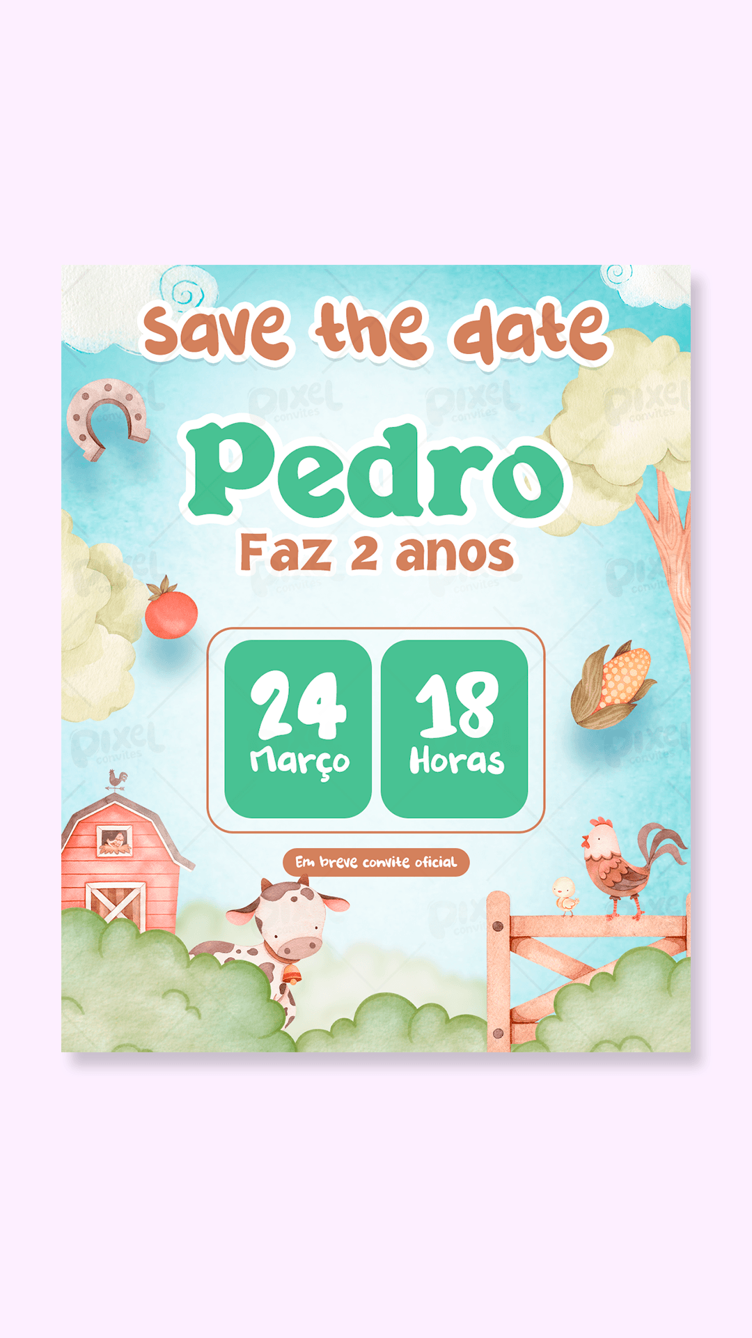 Save The Date Festa Na Fazendinha - Menino