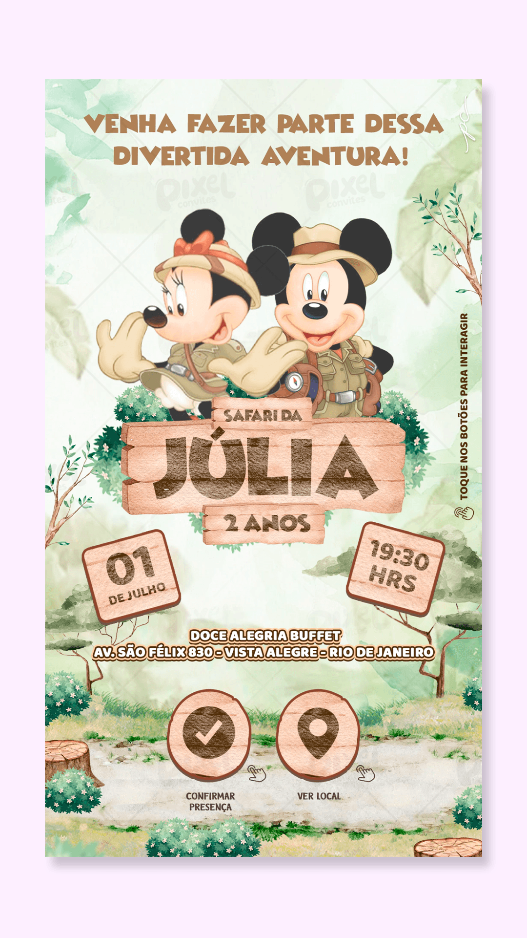 Convite Interativo Safari Do Mickey E Da Minnie