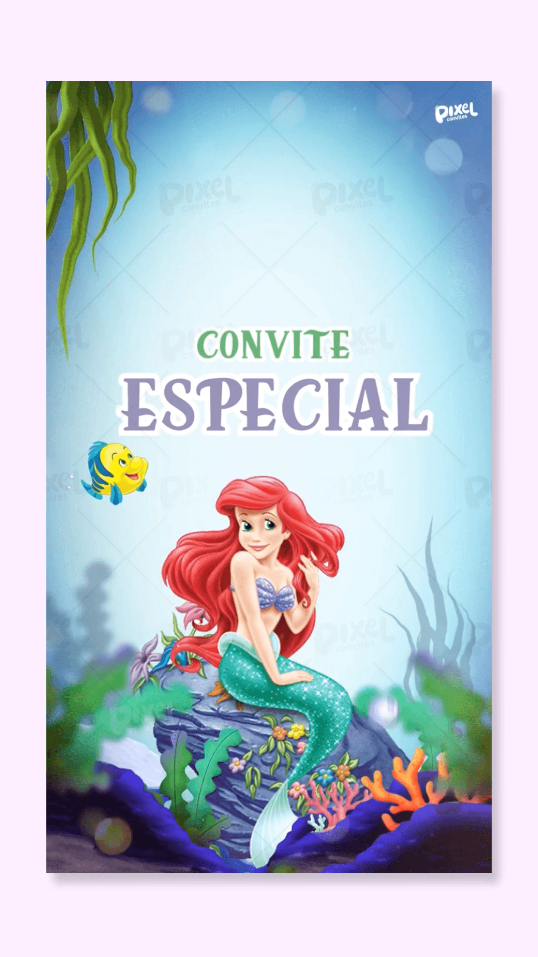 Convite Animado Ariel A pequena Sereia