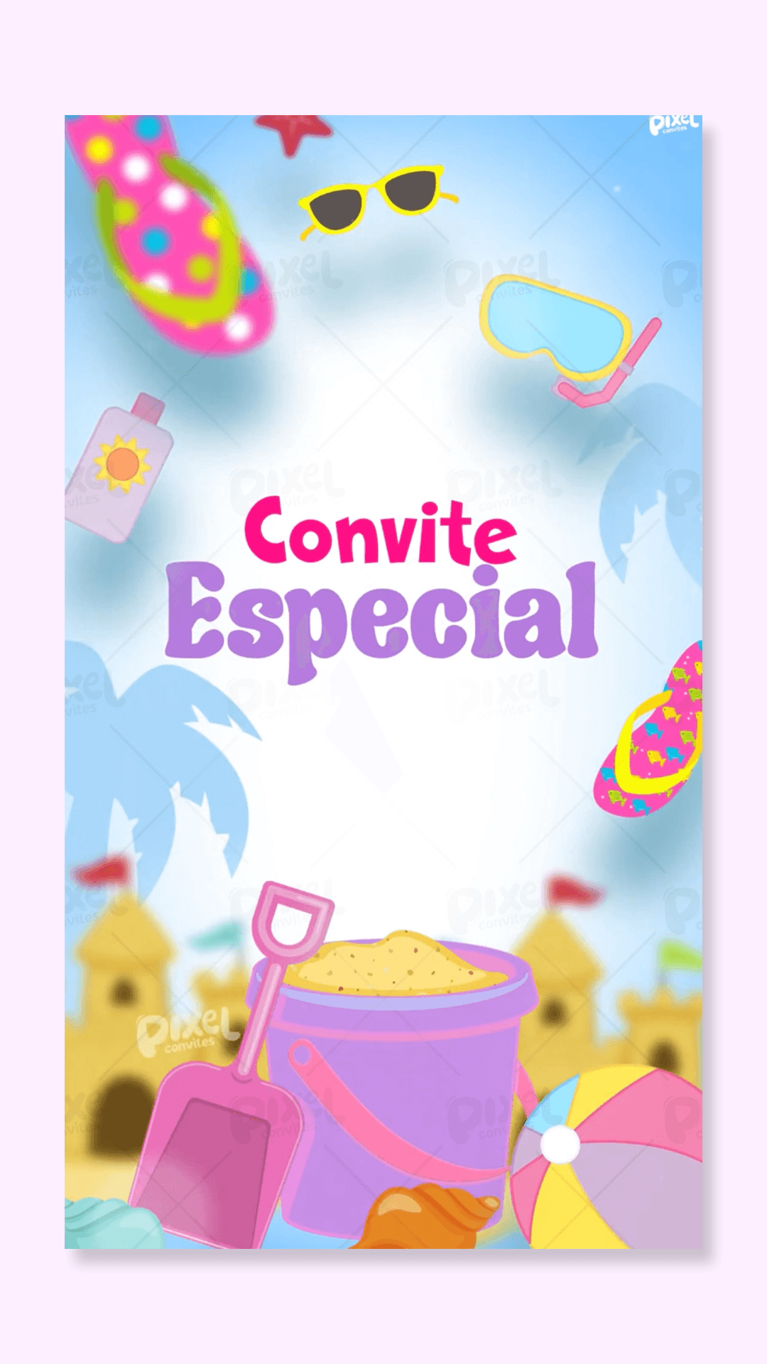 Convite Animado Pool Party Festa Na Piscina - Menina