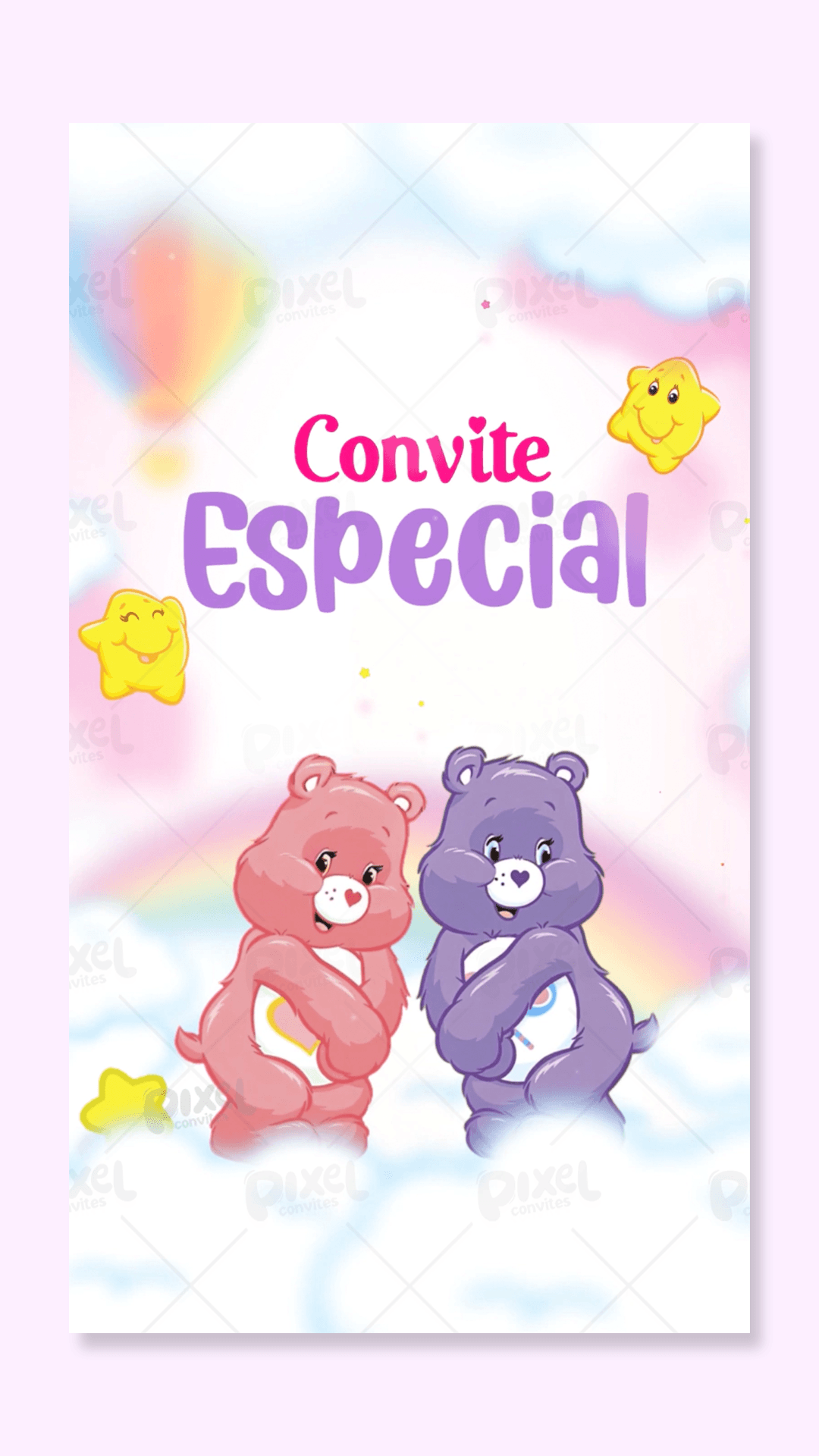 Convite Animado Ursinhos Carinhosos Diversão Na Terra Do Carinho