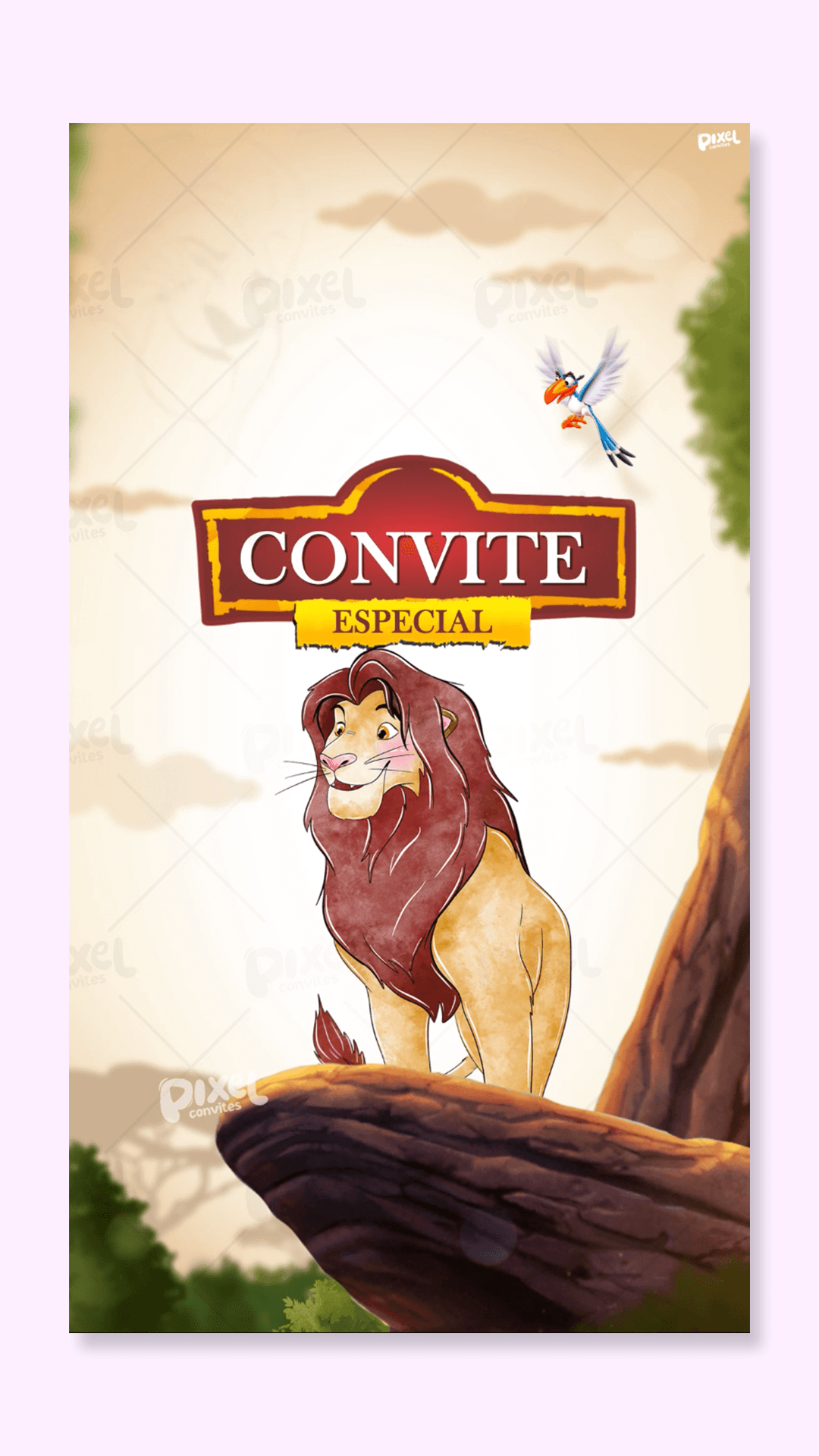 Convite Animado Rei Leão O Reino De Simba