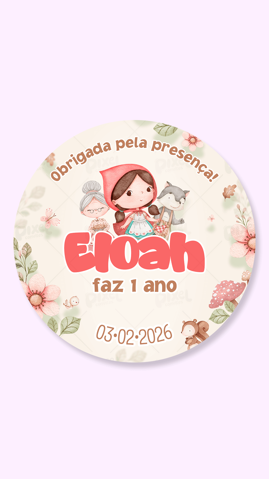 Tag Redonda Chapeuzinho Vermelho