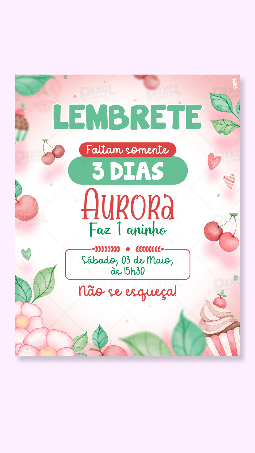 Lembrete Minha Pequena Cerejinha