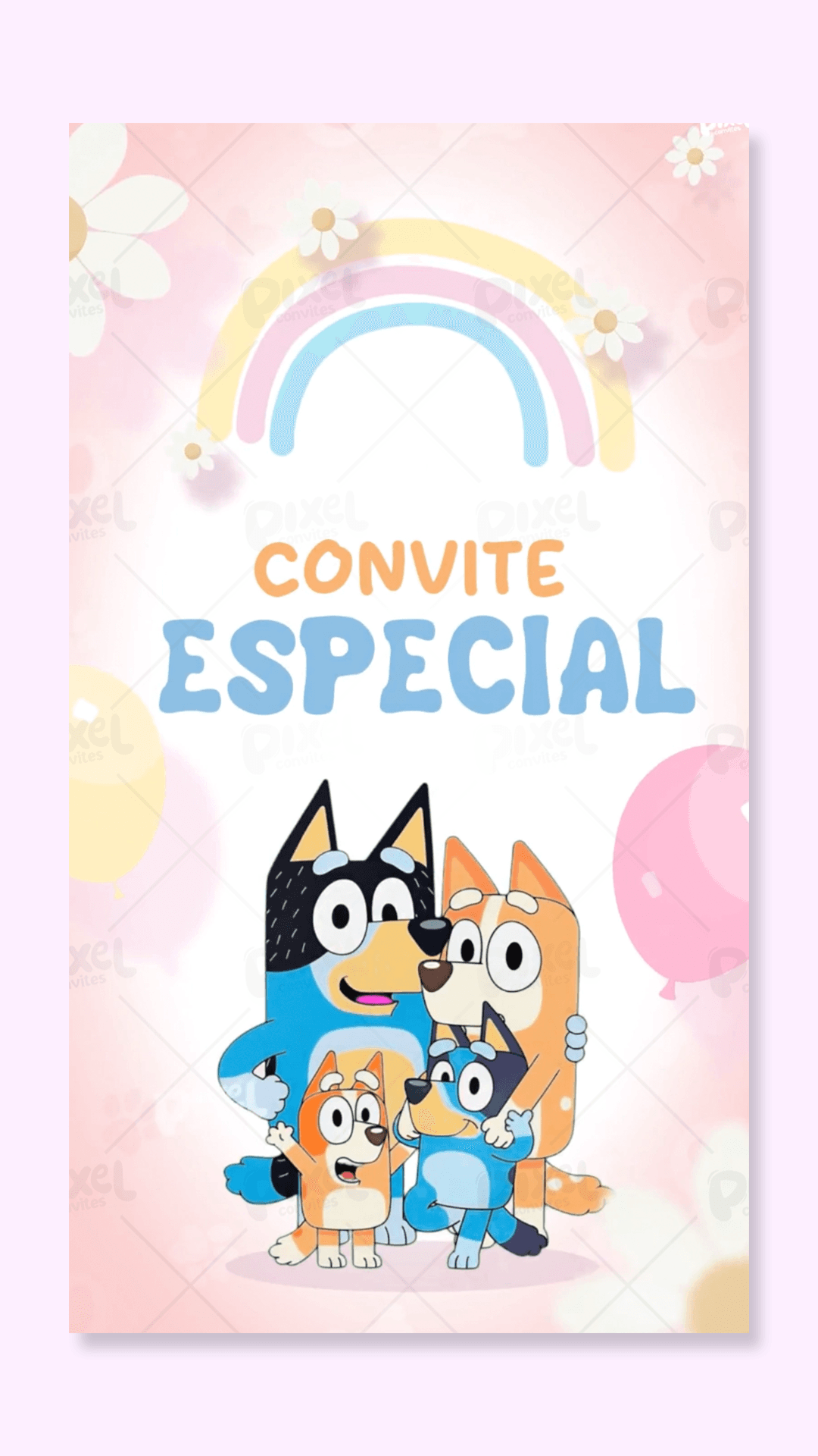 Convite Animado Dia Divertido Com Bluey E Bingo