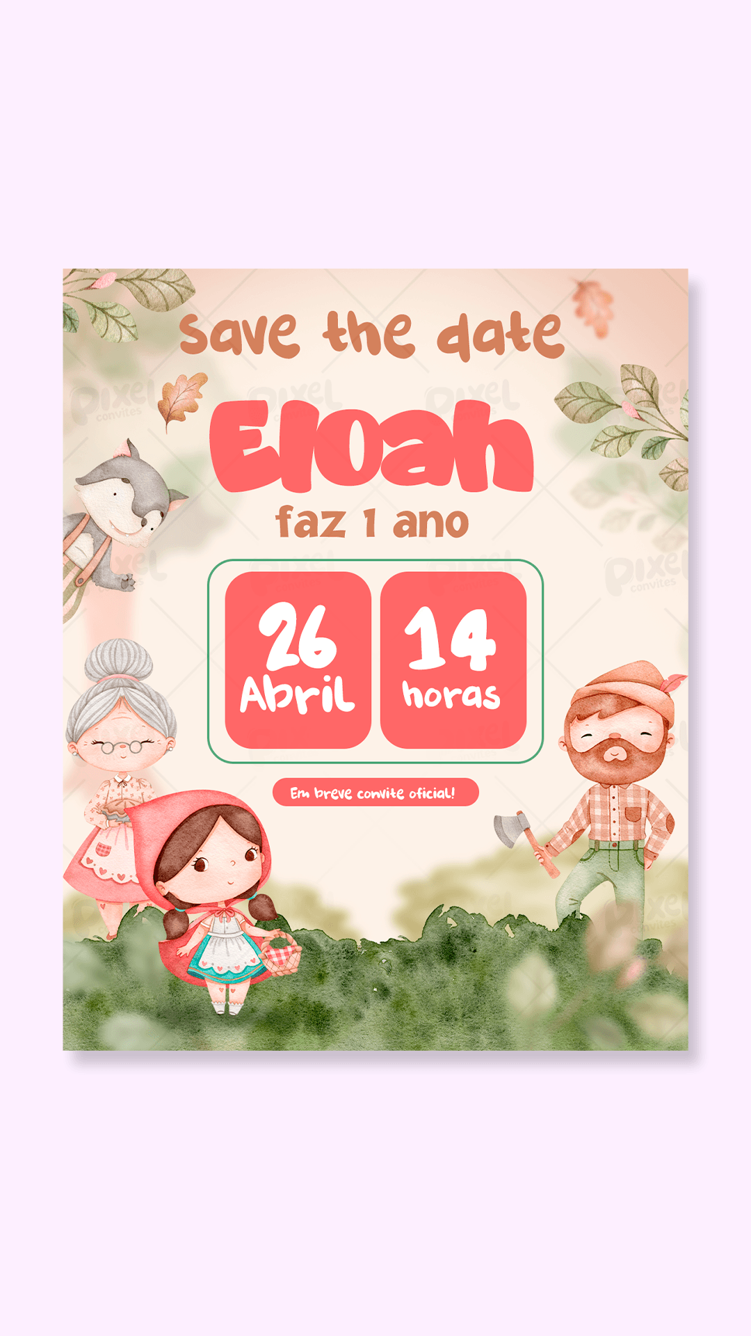 Save The Date Chapeuzinho Vermelho Festa Estrada Afora