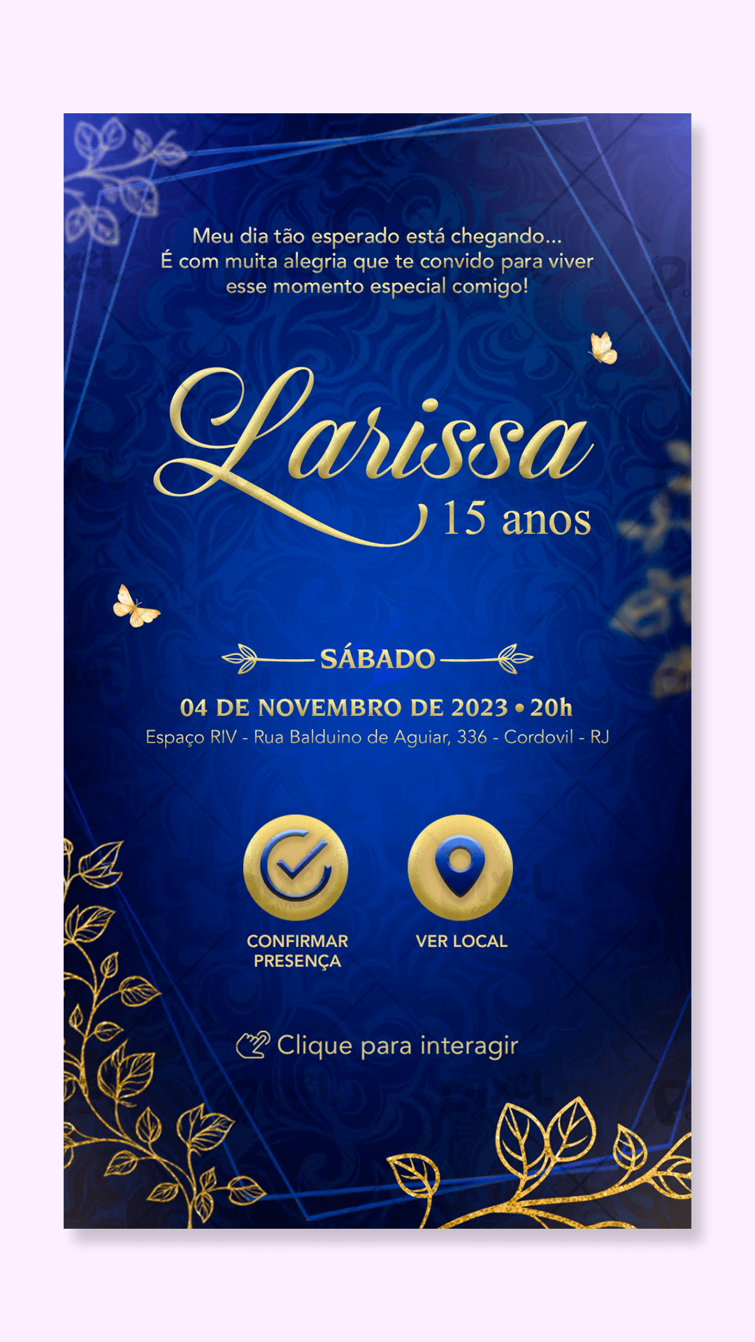 Convite Interativo 15 Anos Baile Azul Royal