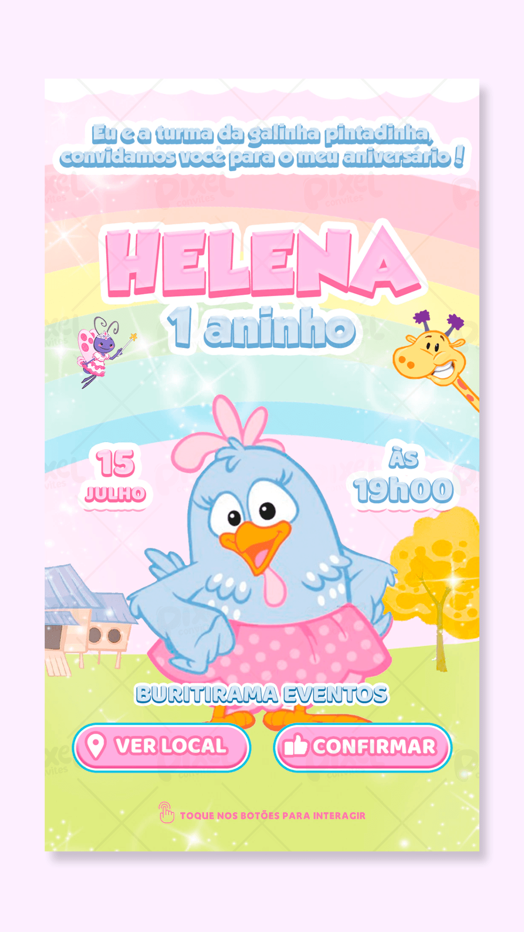 Convite Interativo Galinha Pintadinha Candy Color