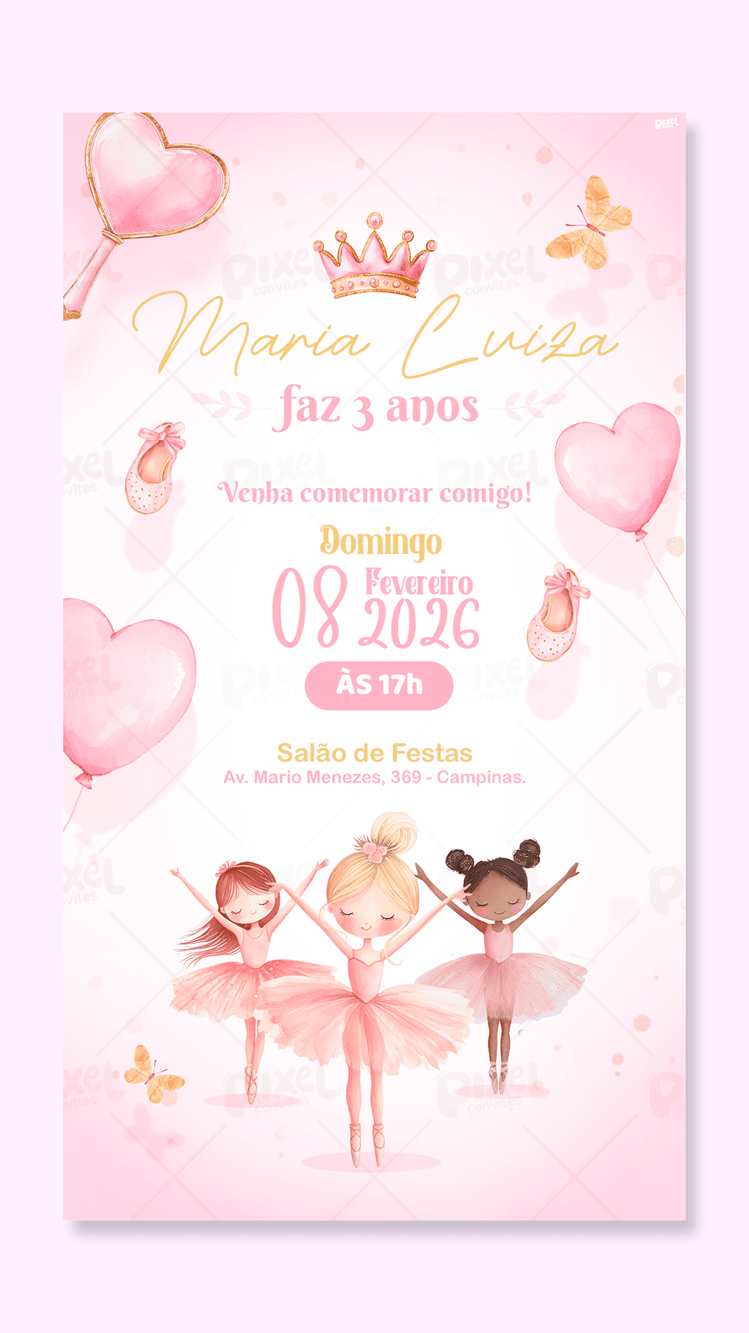 Convite Digital Simples Minha Pequena Bailarina