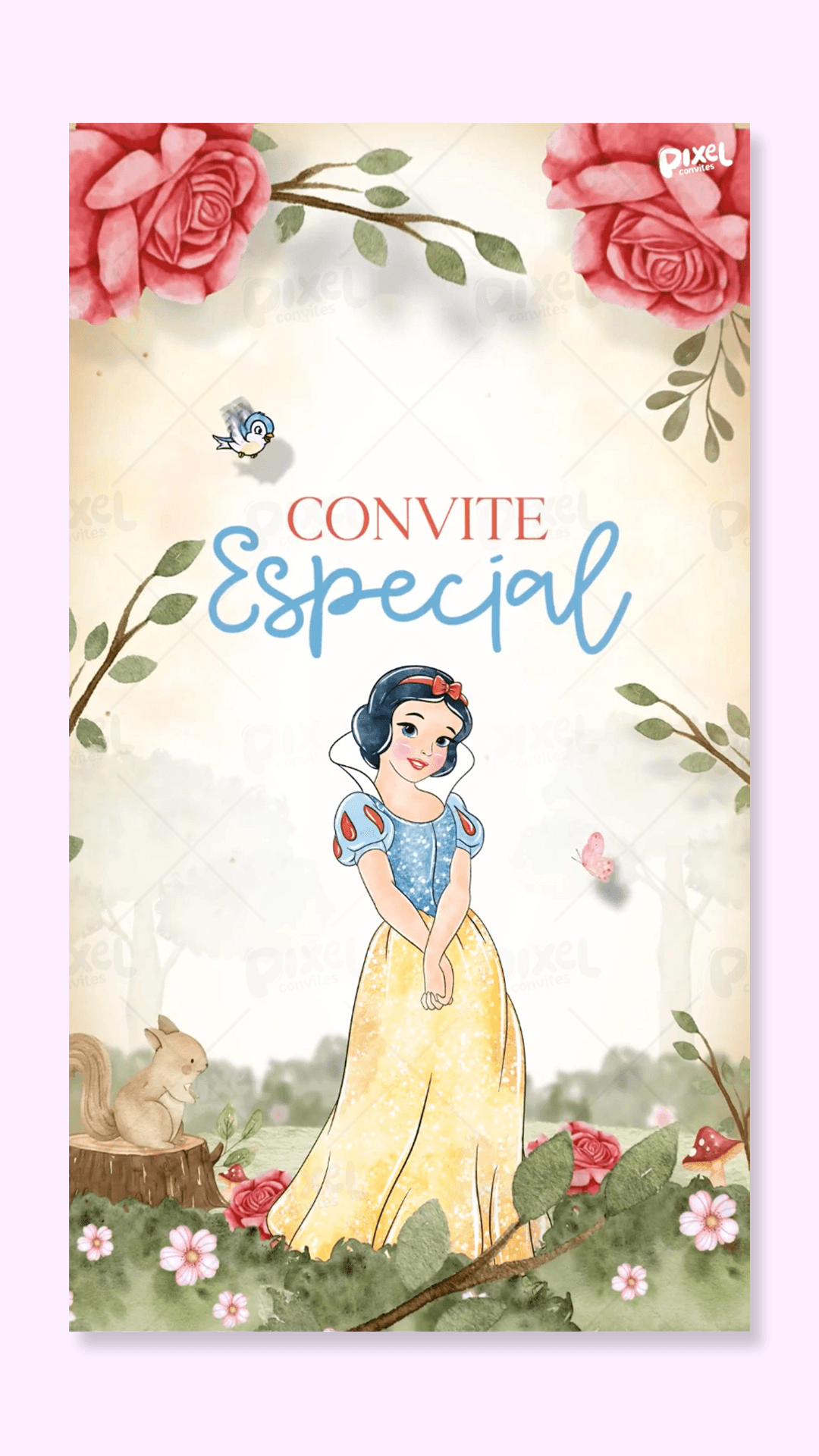 Convite Animado Bosque Da Branca De Neve