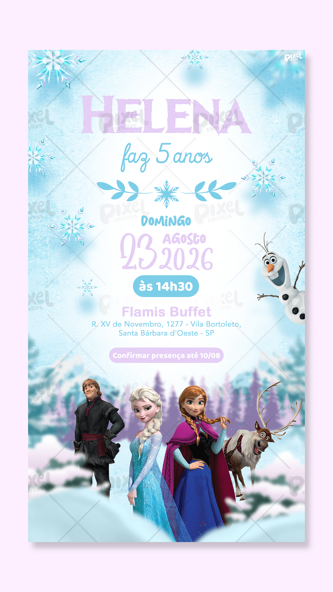 Convite Digital Simples Frozen Uma Aventura Congelante