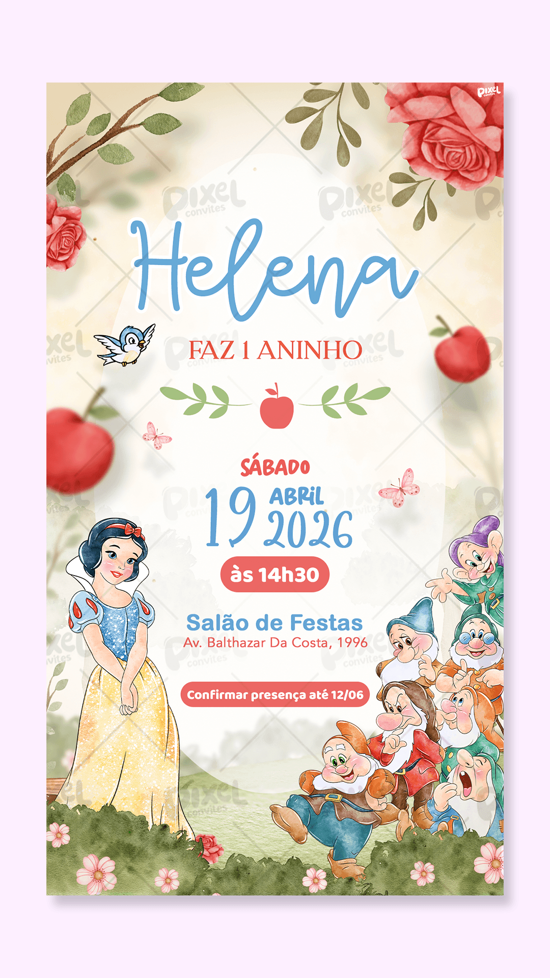 Convite Digital Simples Bosque Da Branca De Neve