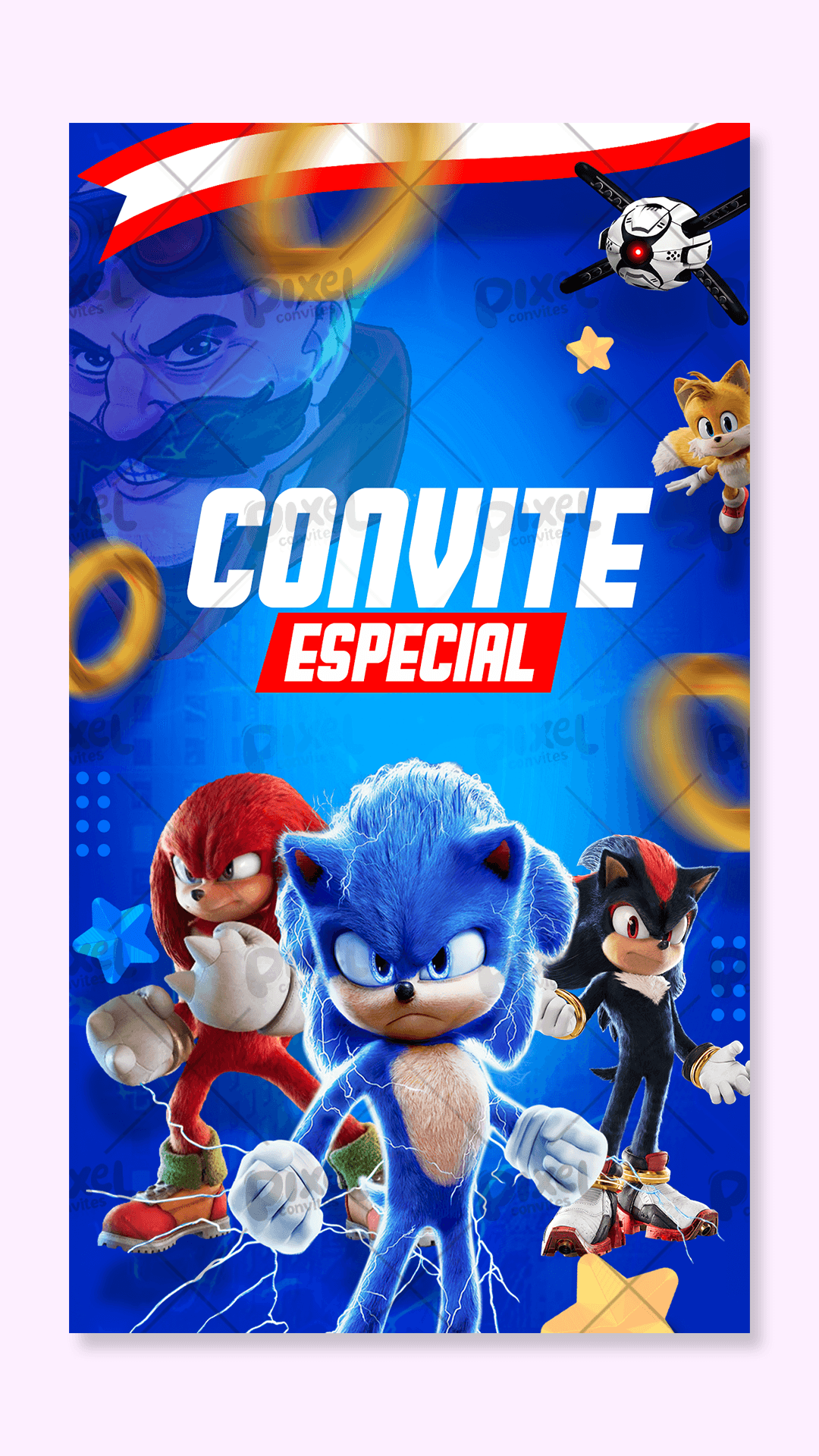 Convite Animado Sonic Velocidade E Diversão
