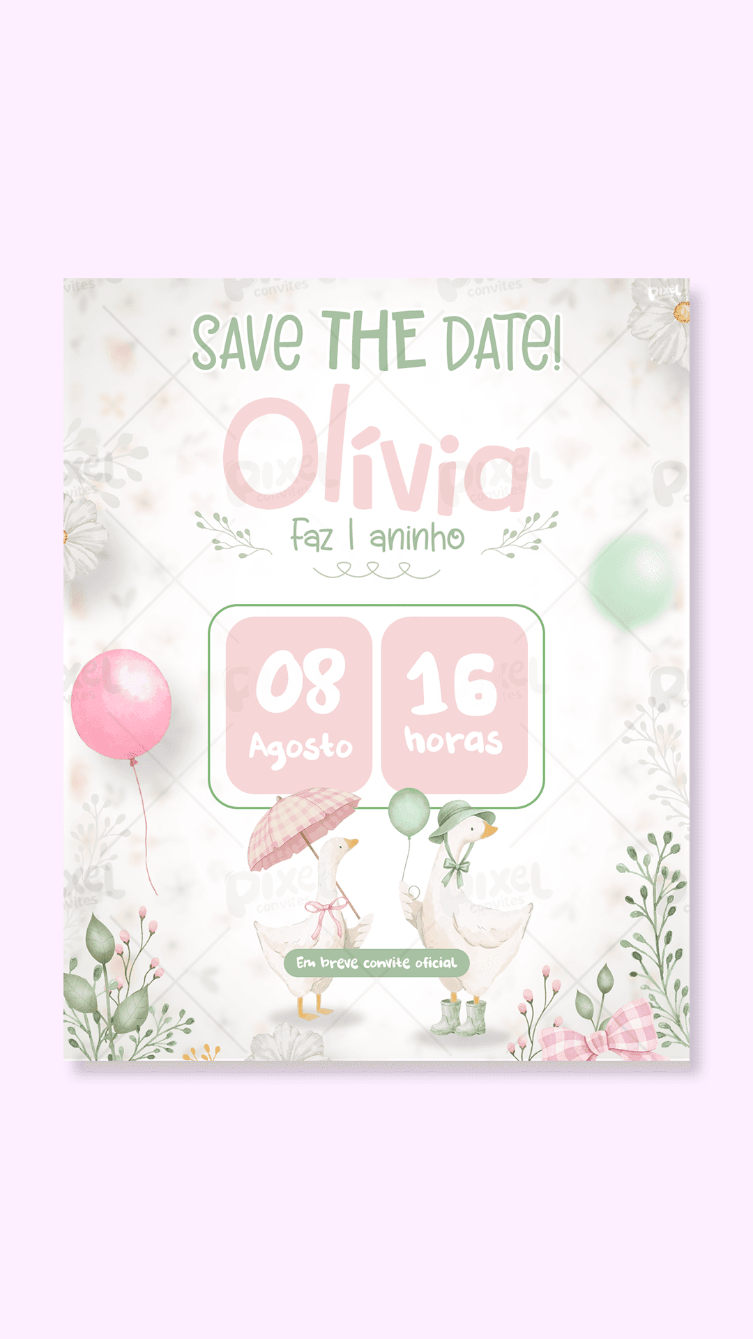 Save The Date Silly Goose A Festa Dos Gansos - Rosa