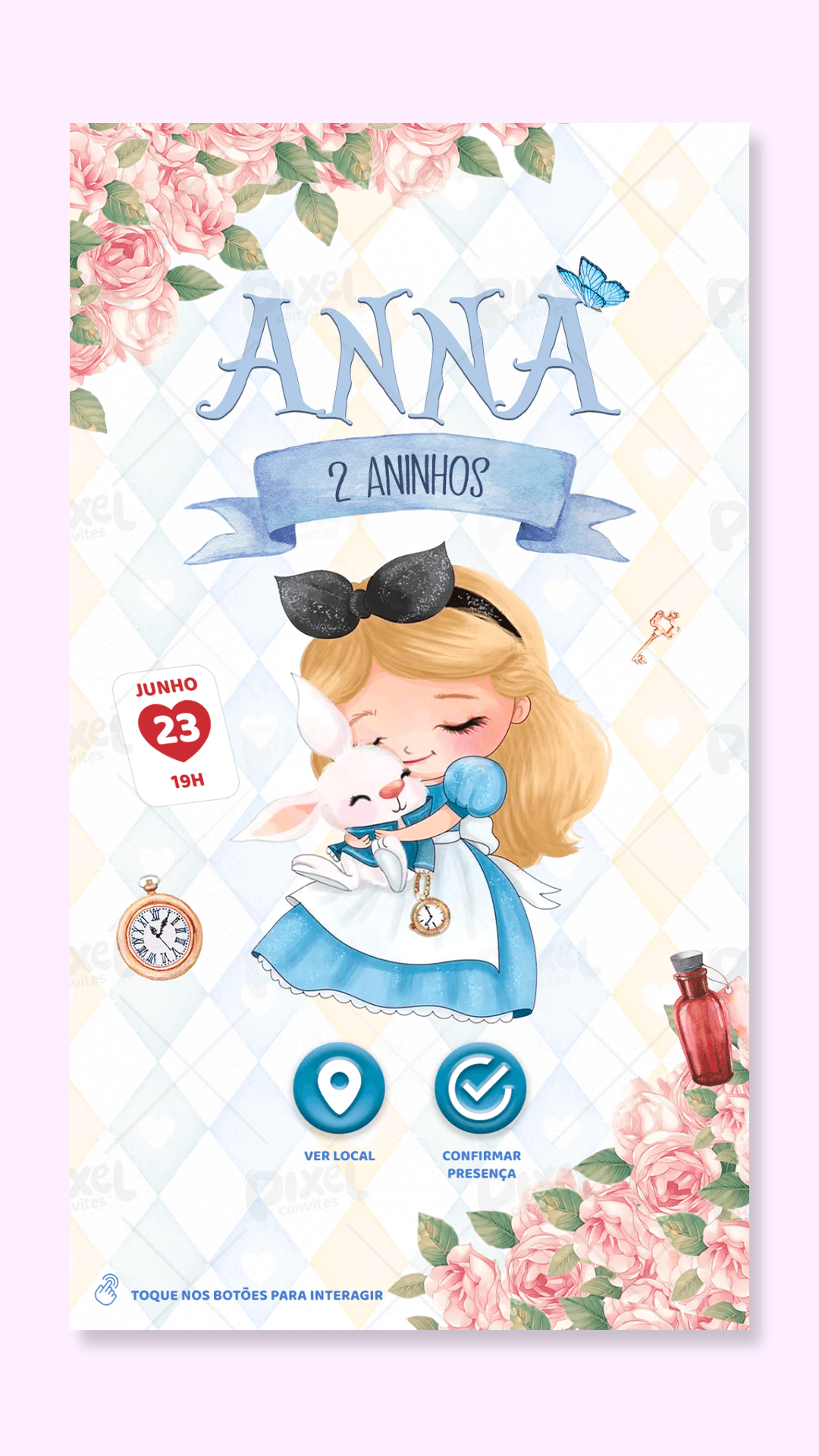 Convite Interativo Baby Alice No País Das Maravilhas