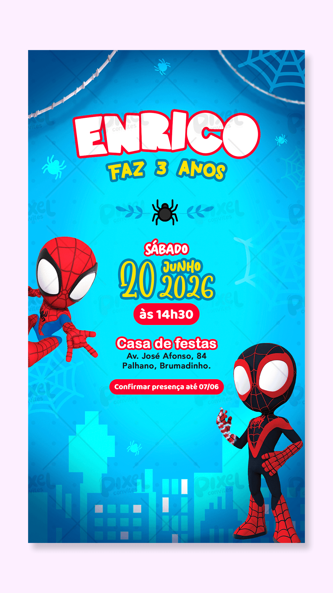 Convite Digital Simples O Espetacular Homem-Aranha Baby