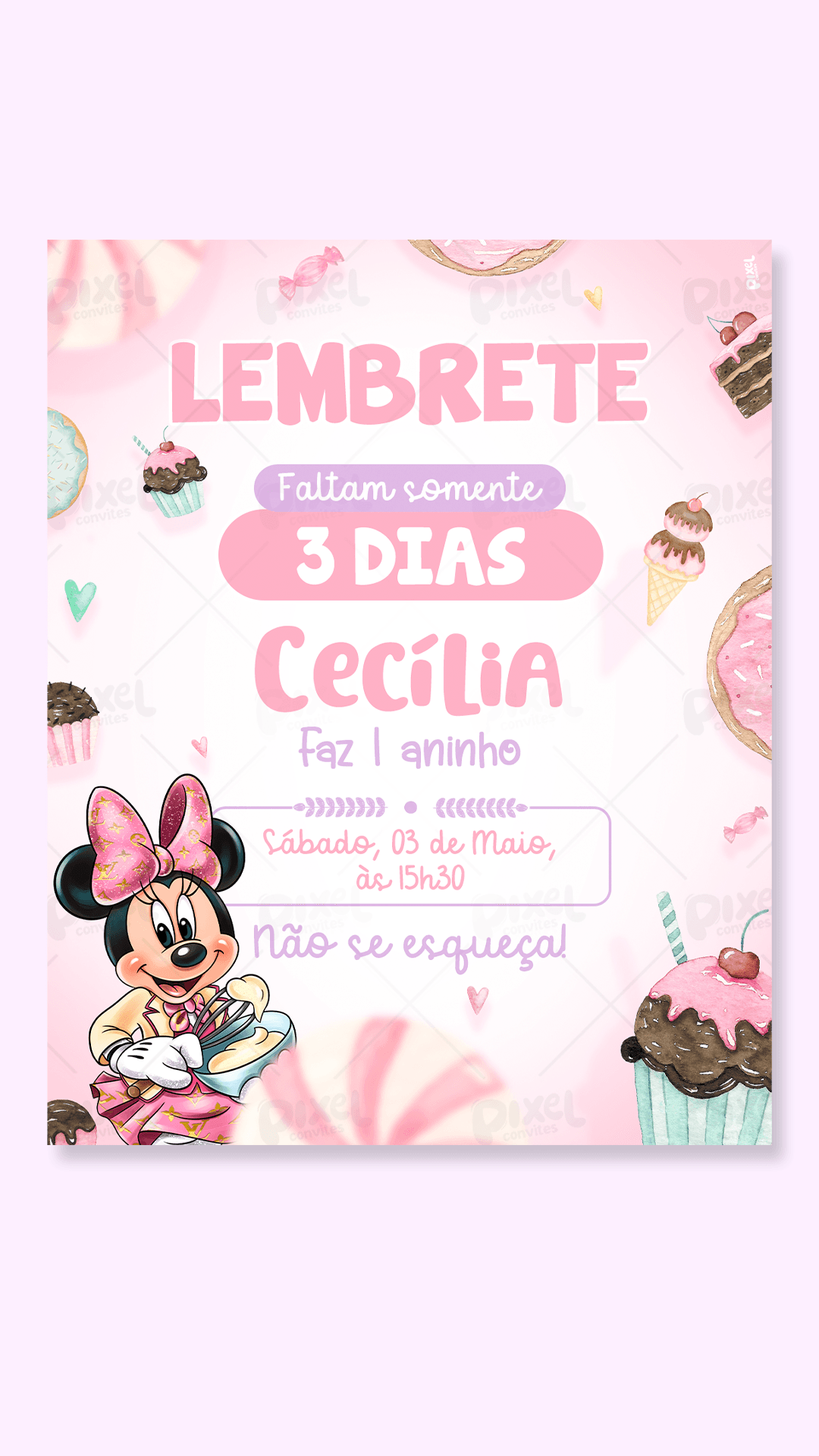 Lembrete Minnie Confeiteira