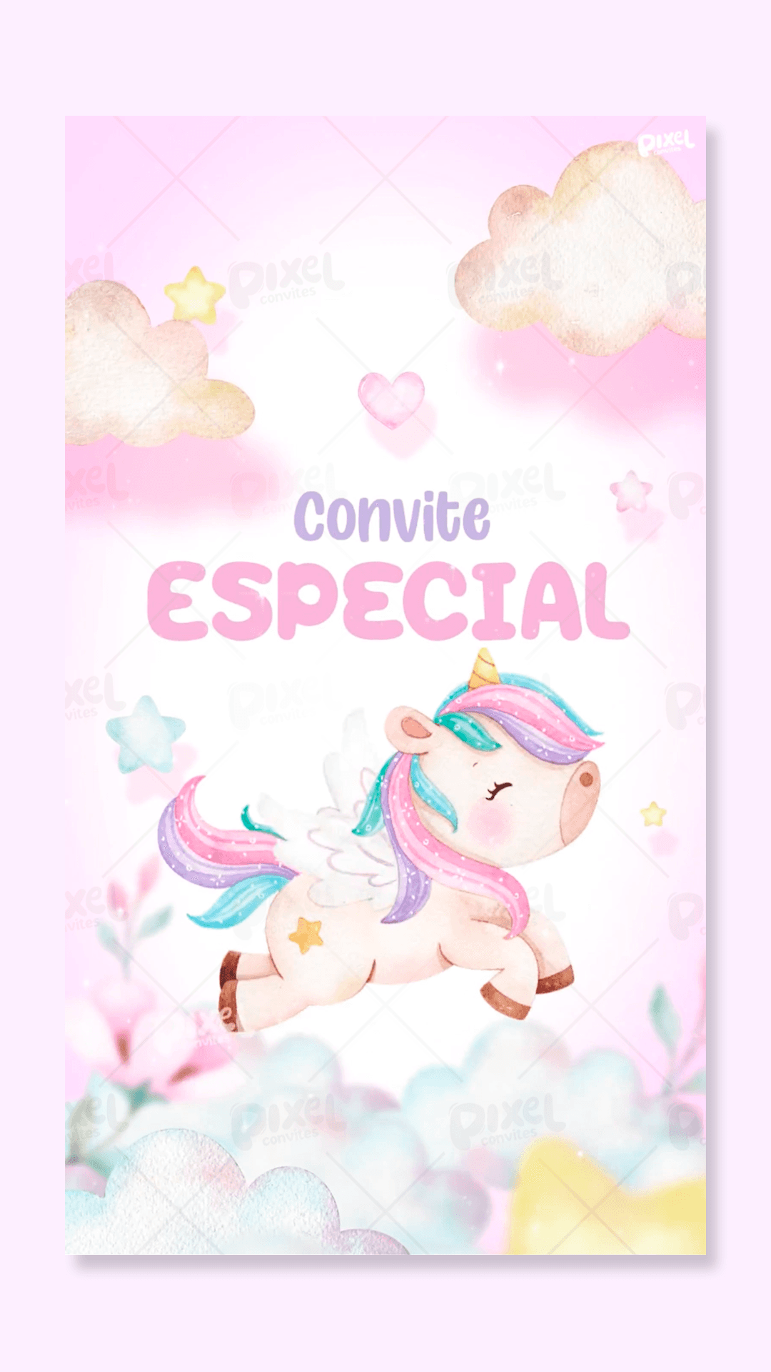 Convite Animado Mundo Dos Unicórnios