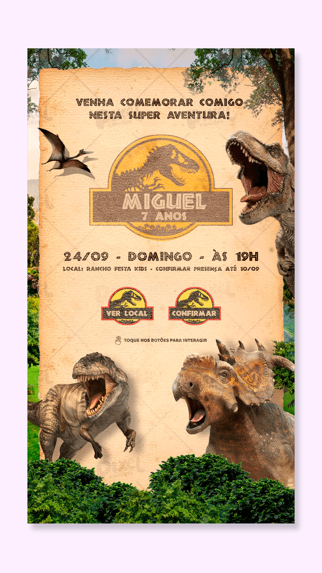 Convite Interativo Jurassic Park O Parque Dos Dinossauros
