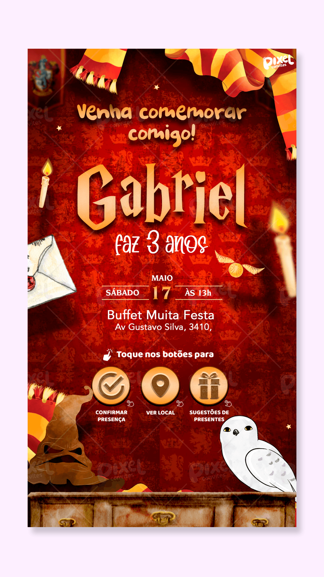 Convite Interativo Harry Potter O Escolhido De Grifinória