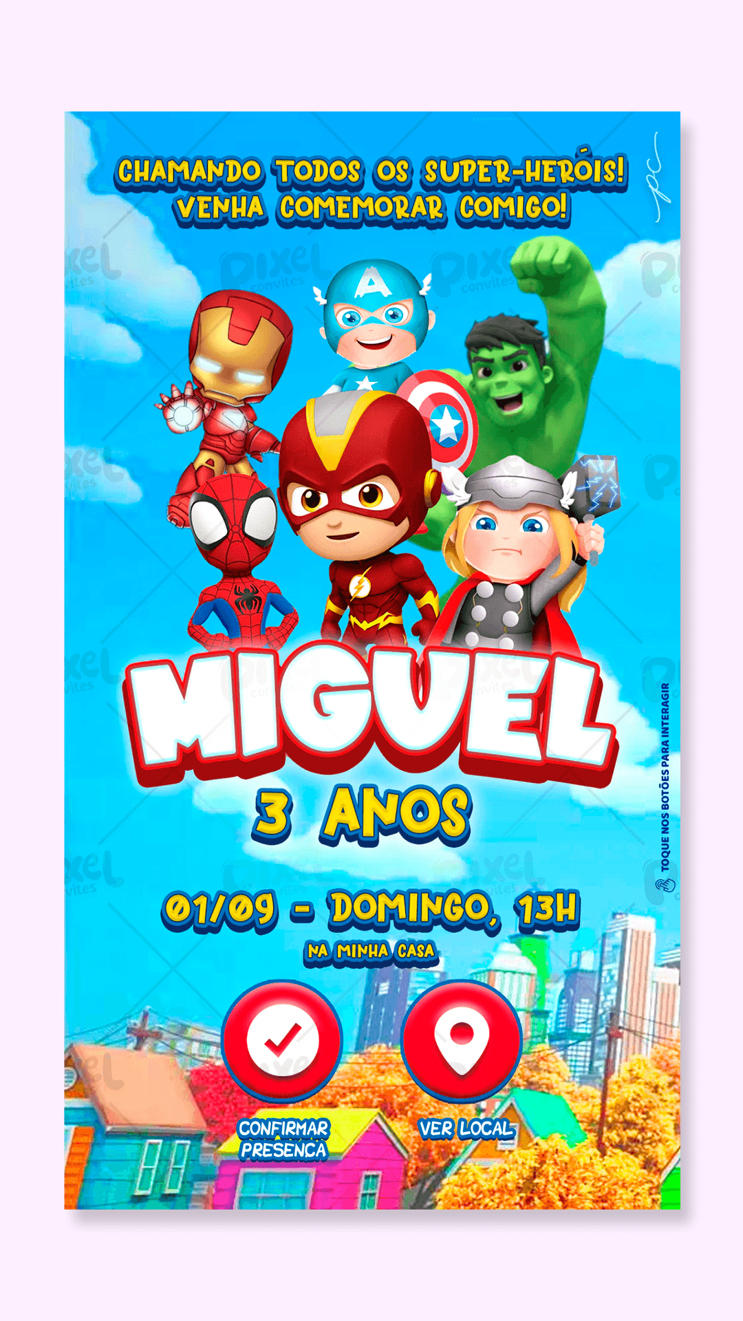 Convite Interativo Os Vingadores Baby