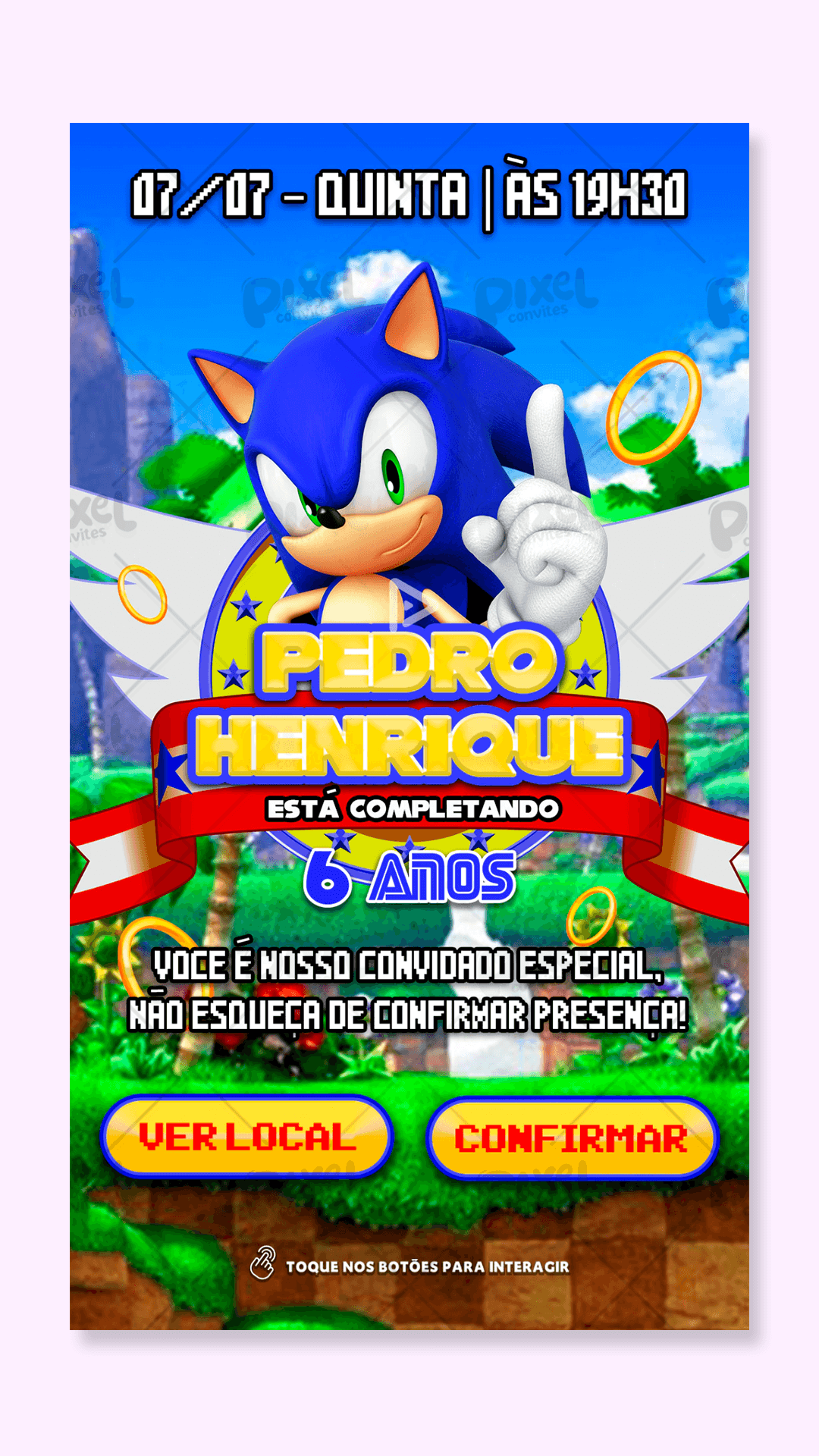 Convite Interativo Sonic The Hedgehog
