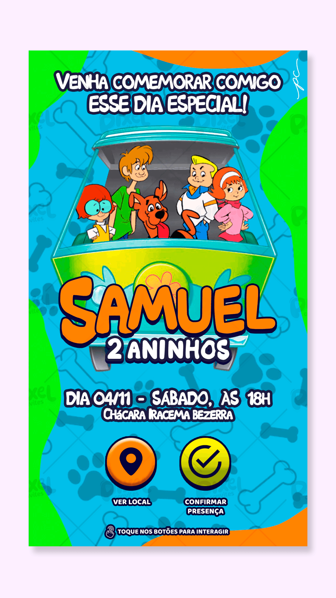 Convite Interativo Scooby Doo Baby