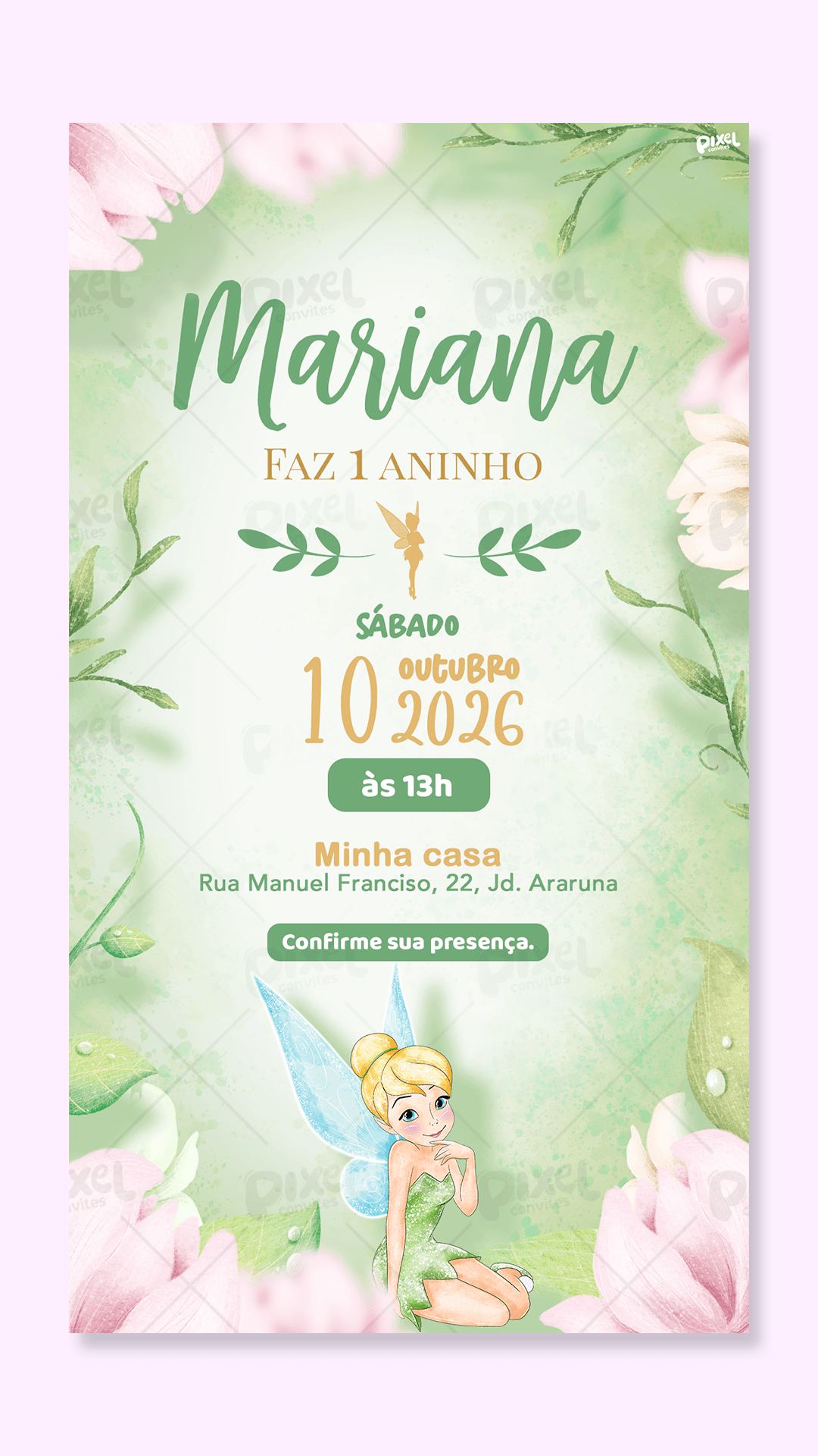 Convite Digital Simples Mundo Da Sininho