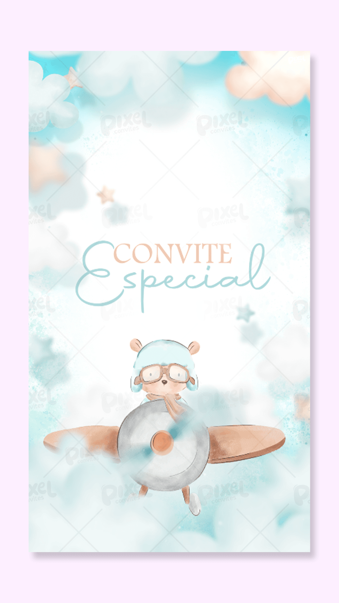 Convite Animado Meu Ursinho Aviador E O Tempo Voa