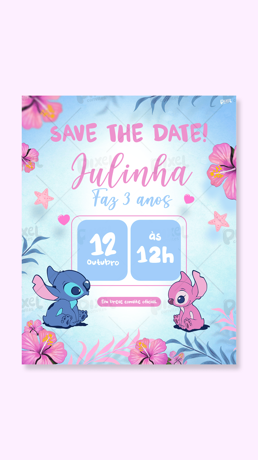 Save The Date Aventura Com Stitch & Angel