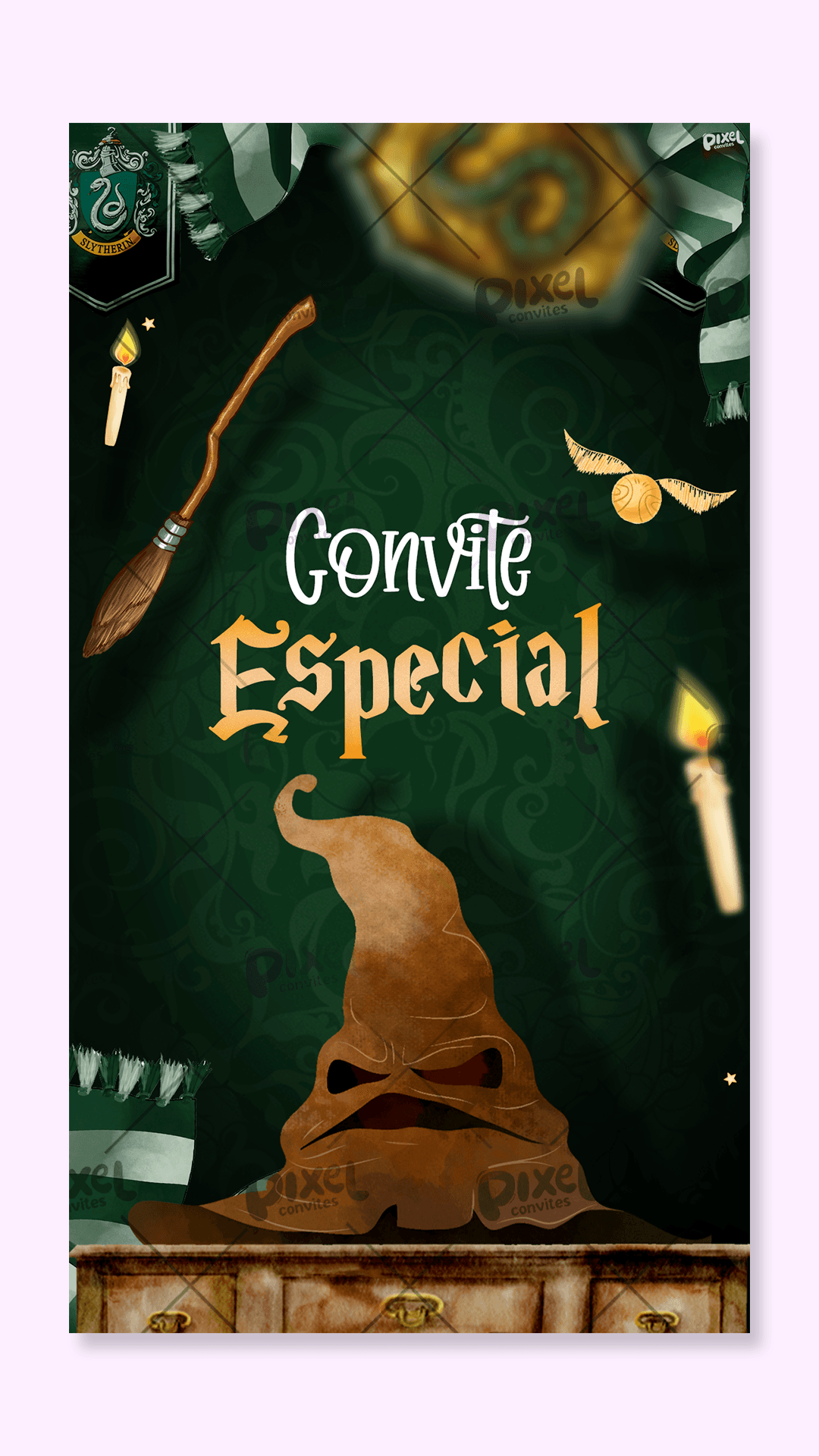 Convite Animado Harry Potter A Magia De Sonserina