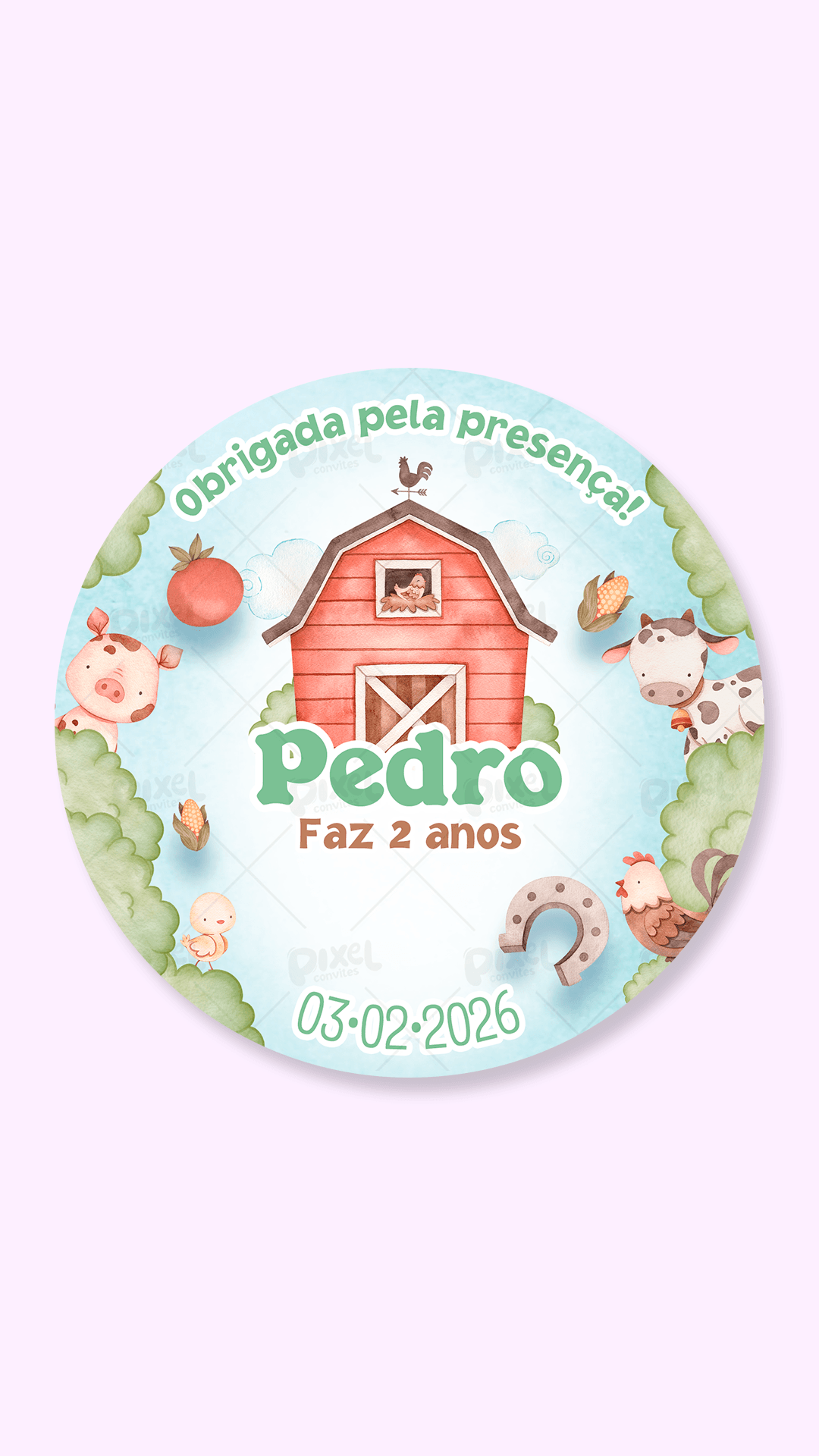 Tag Redonda Festa Na Fazendinha - Menino