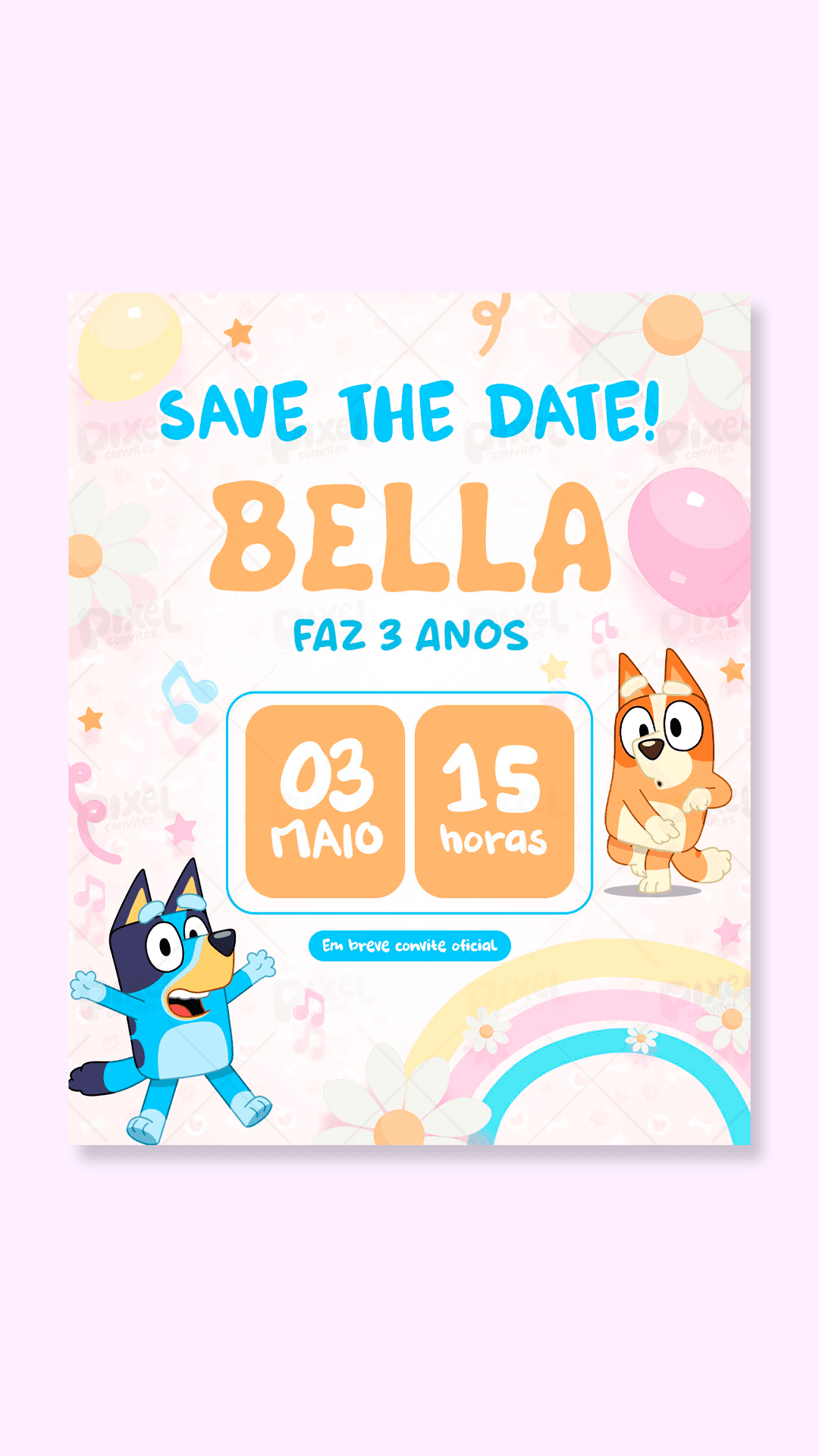 Save The Date Dia Divertido Com Bluey E Bingo