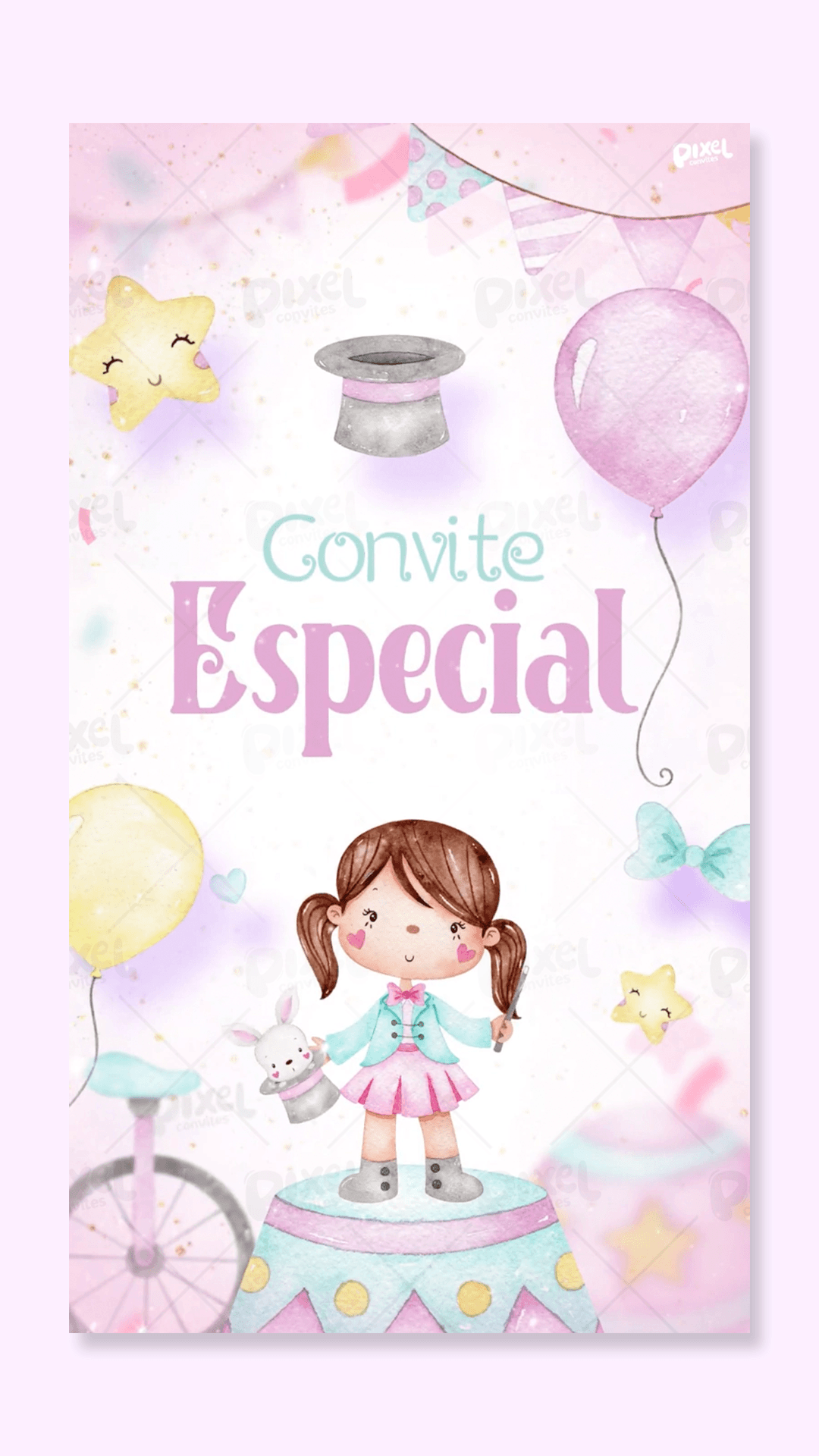 Convite Animado Circo Rosa O Grande Espetáculo